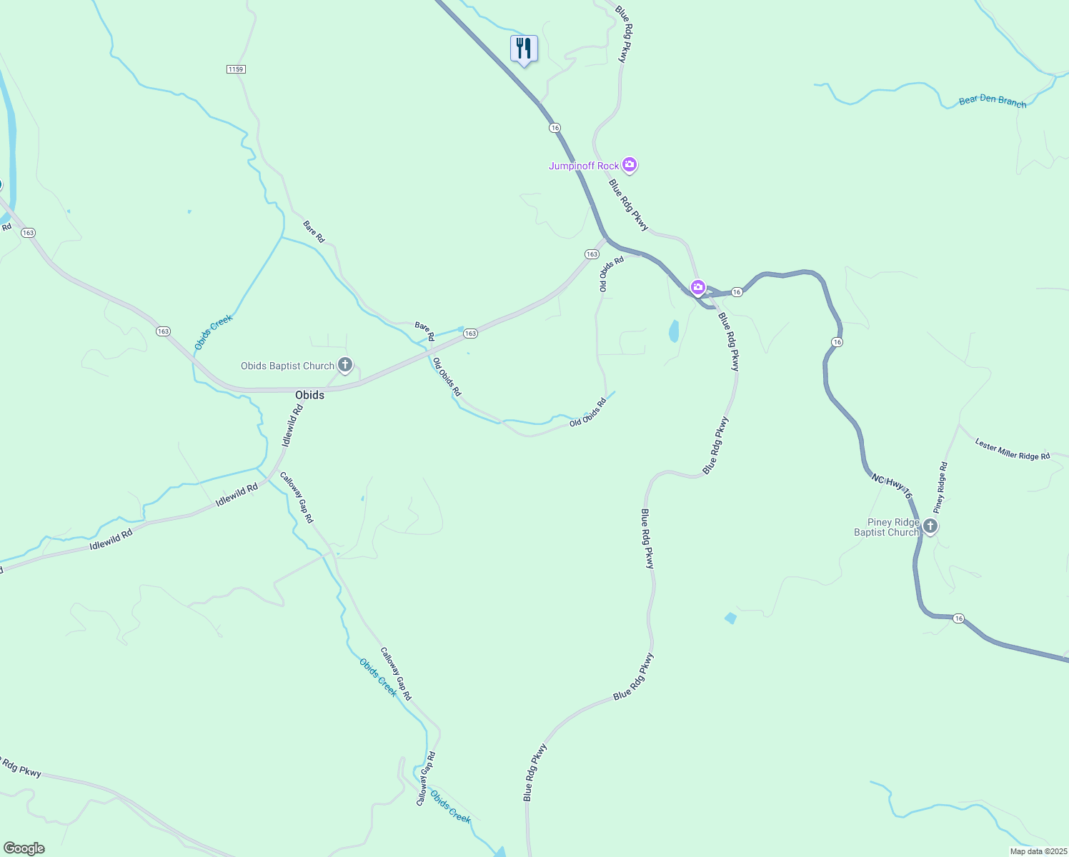 map of restaurants, bars, coffee shops, grocery stores, and more near 962 Old Obids Road in West Jefferson