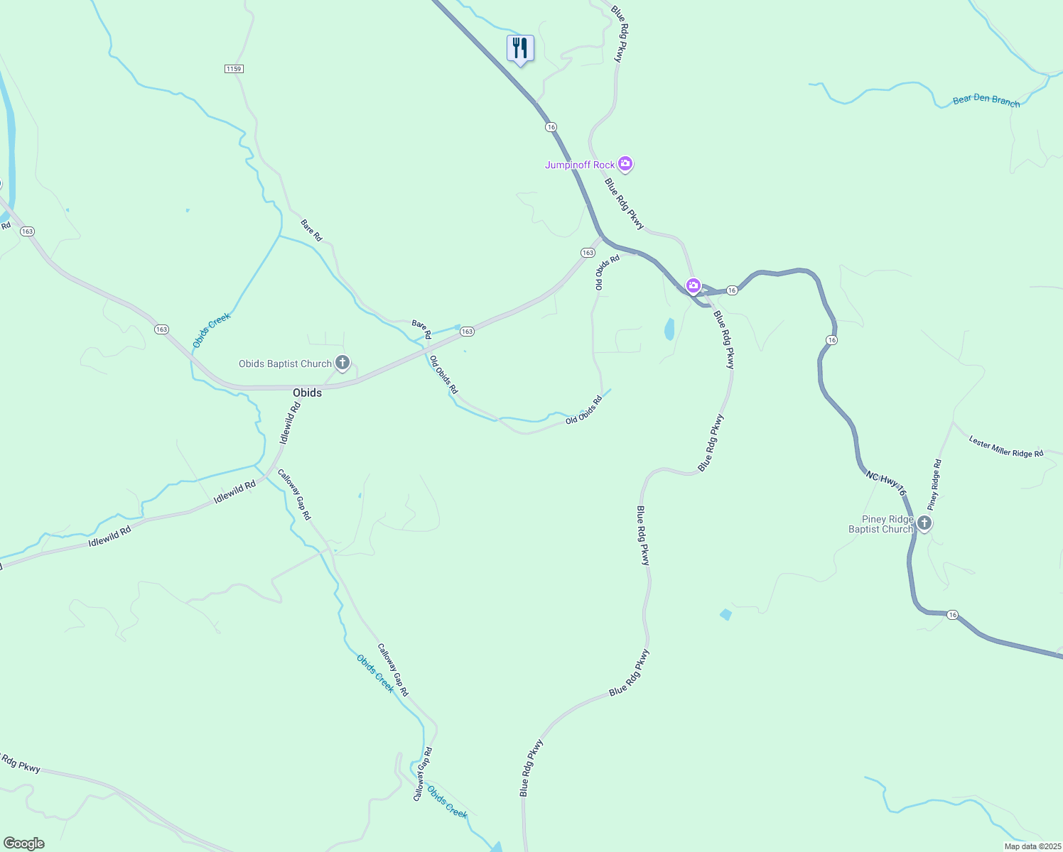 map of restaurants, bars, coffee shops, grocery stores, and more near 962 Old Obids Road in West Jefferson