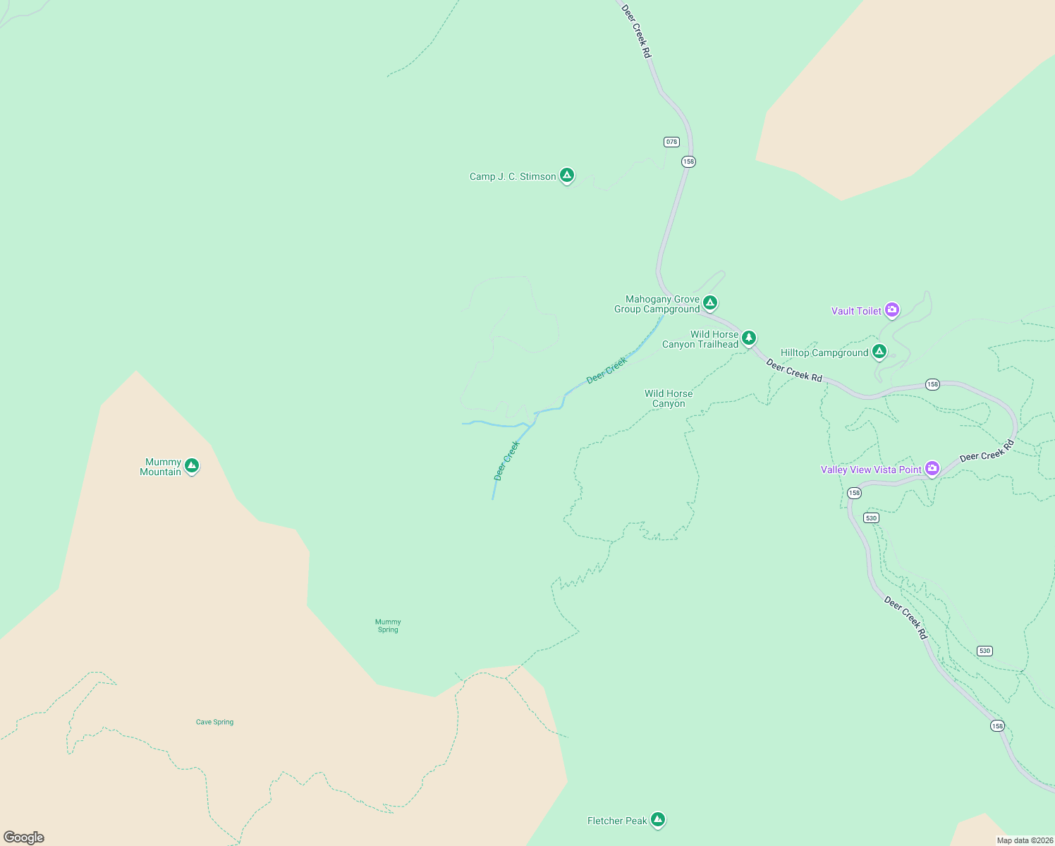 map of restaurants, bars, coffee shops, grocery stores, and more near 4085 Cougar Ridge Trail in Mount Charleston