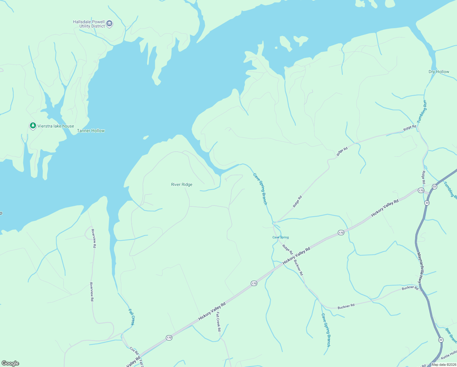 map of restaurants, bars, coffee shops, grocery stores, and more near 582 Emerald Cove Way in Maynardville