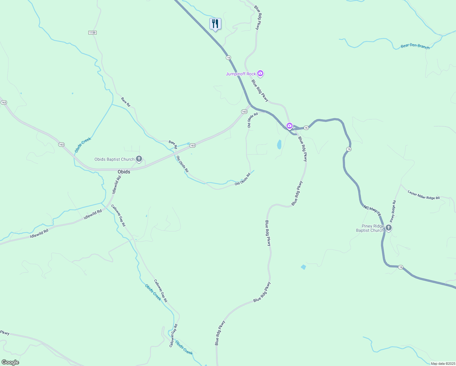 map of restaurants, bars, coffee shops, grocery stores, and more near 888 Old Obids Road in West Jefferson