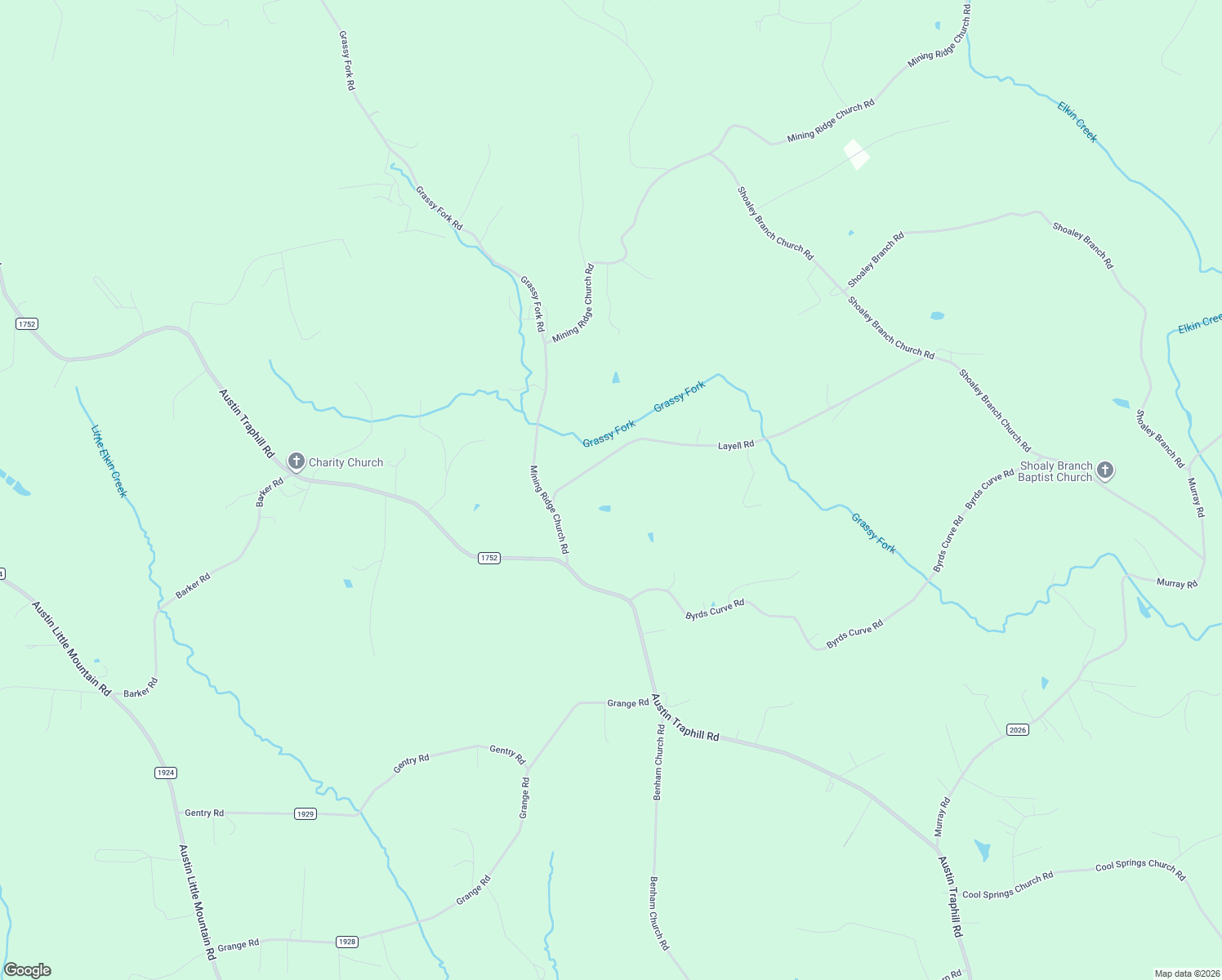 map of restaurants, bars, coffee shops, grocery stores, and more near 181 Layell Road in Elkin