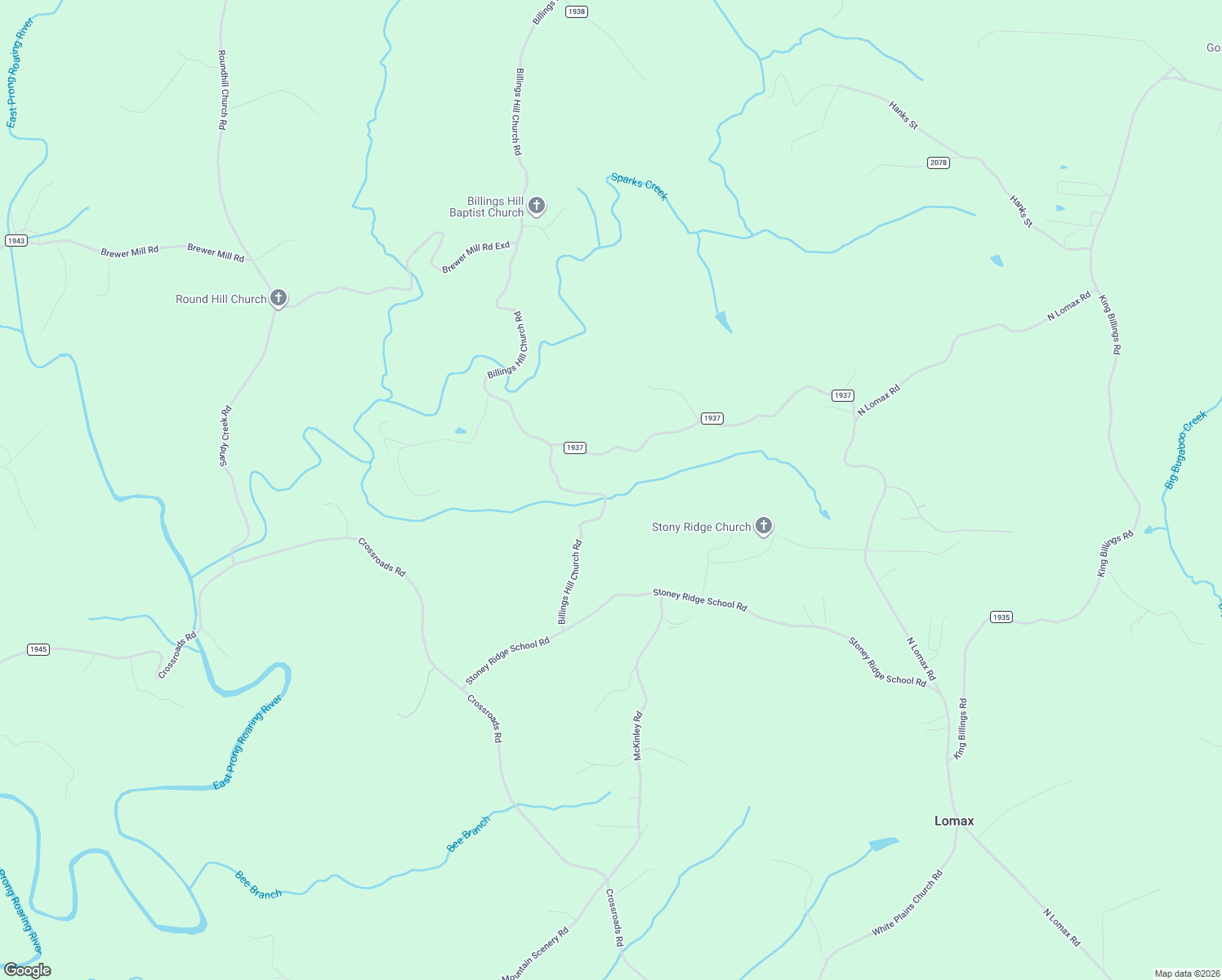 map of restaurants, bars, coffee shops, grocery stores, and more near 2734-3080 Billings Hill Church Road in Traphill