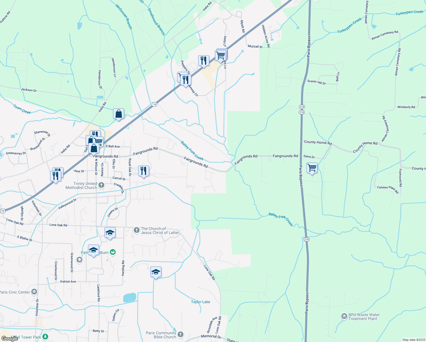 map of restaurants, bars, coffee shops, grocery stores, and more near 111 Cactus Cove in Paris