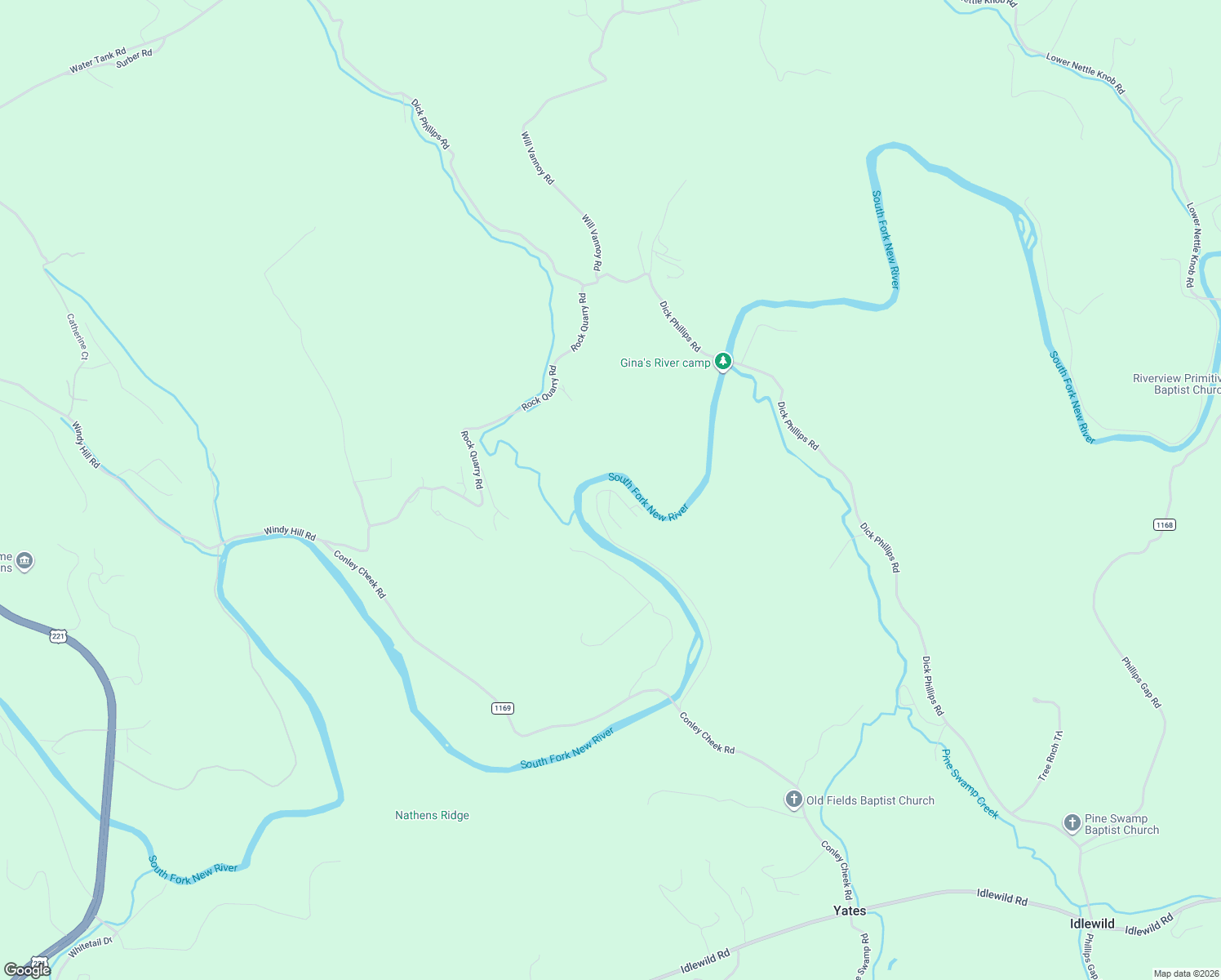 map of restaurants, bars, coffee shops, grocery stores, and more near 811 New River Bend Southwest in Fleetwood