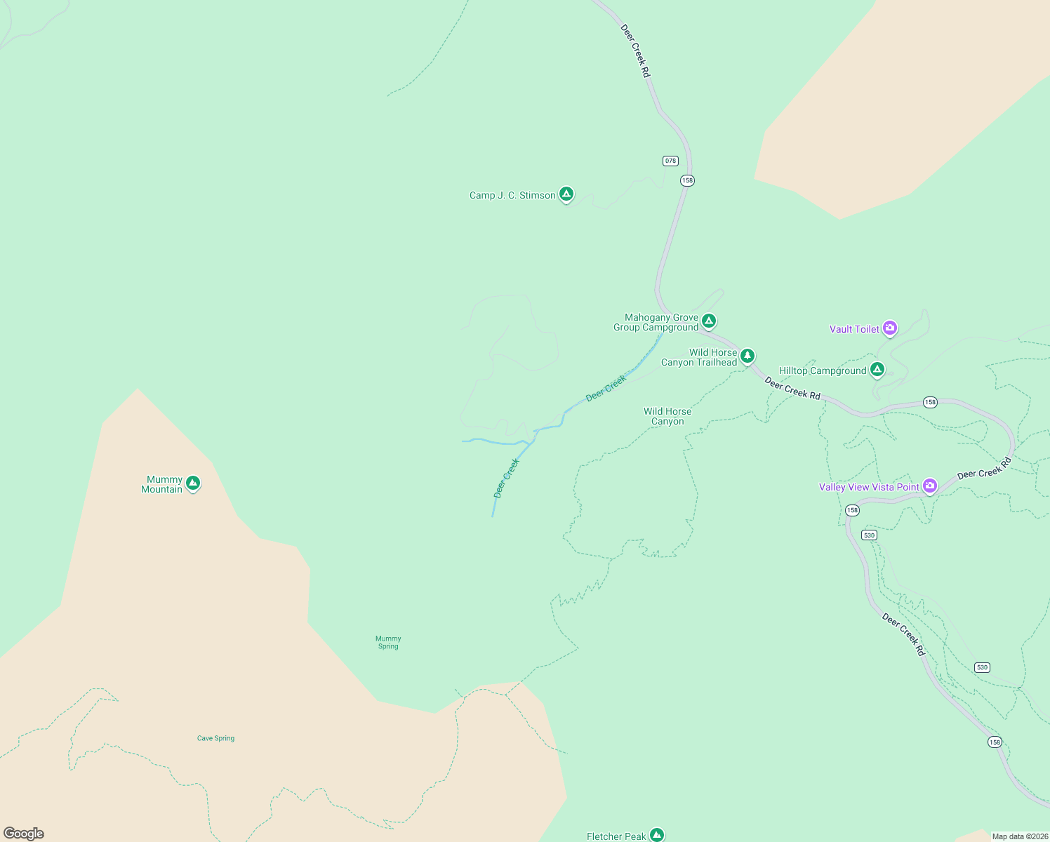 map of restaurants, bars, coffee shops, grocery stores, and more near 4085 Cougar Ridge Trail in Mount Charleston