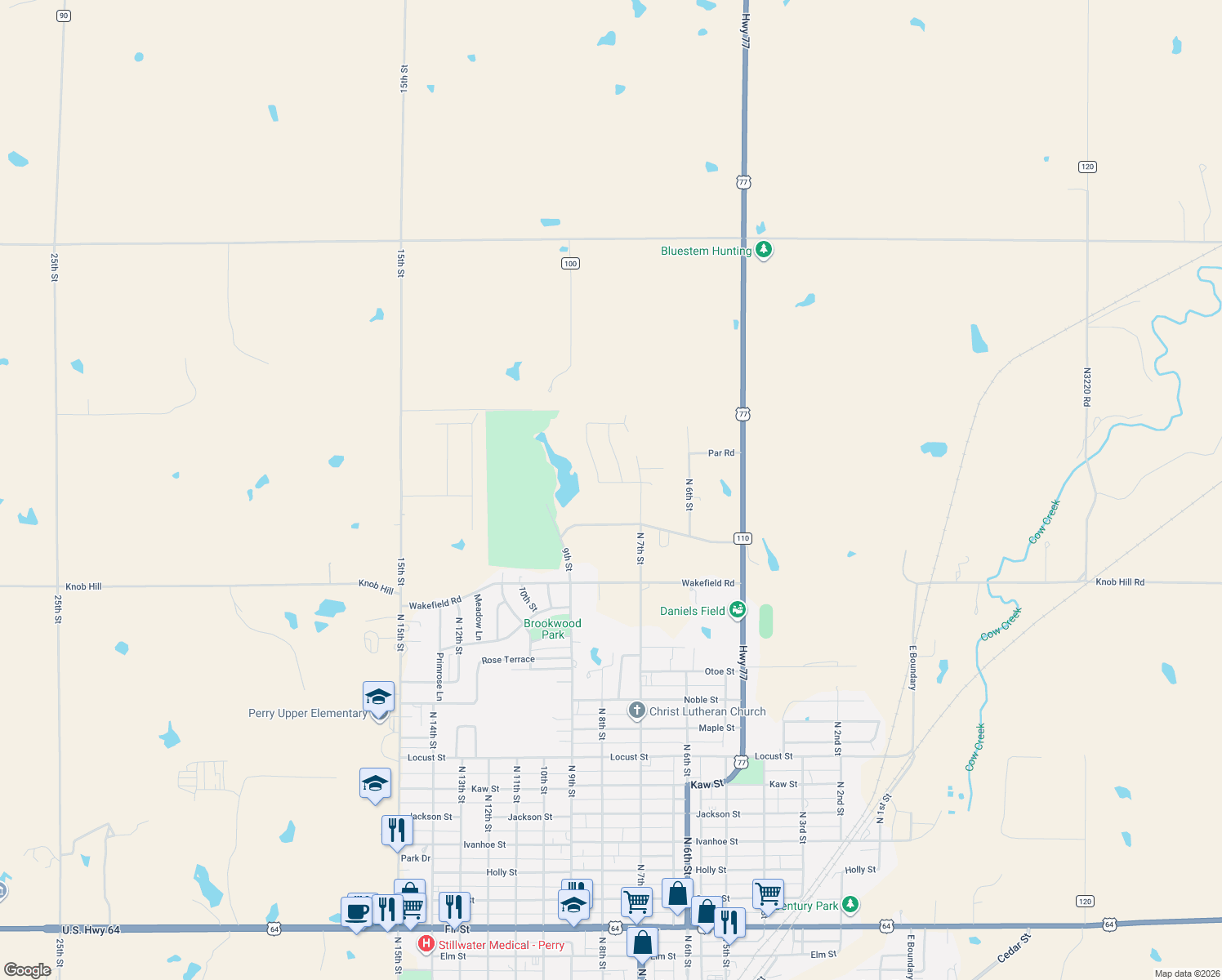 map of restaurants, bars, coffee shops, grocery stores, and more near 706 Oak Ridge Drive in Perry