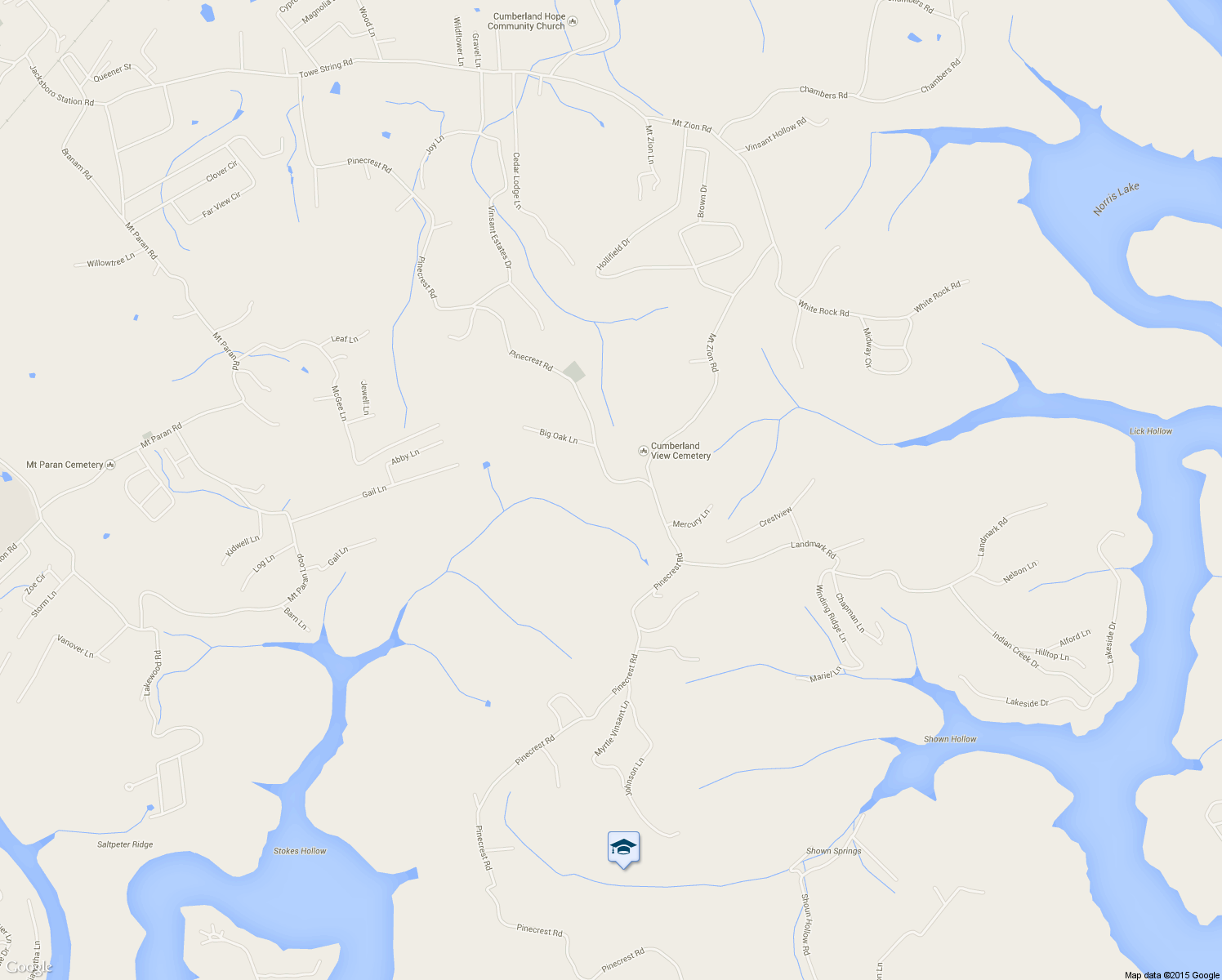 map of restaurants, bars, coffee shops, grocery stores, and more near 994 Pinecrest Road in Jacksboro