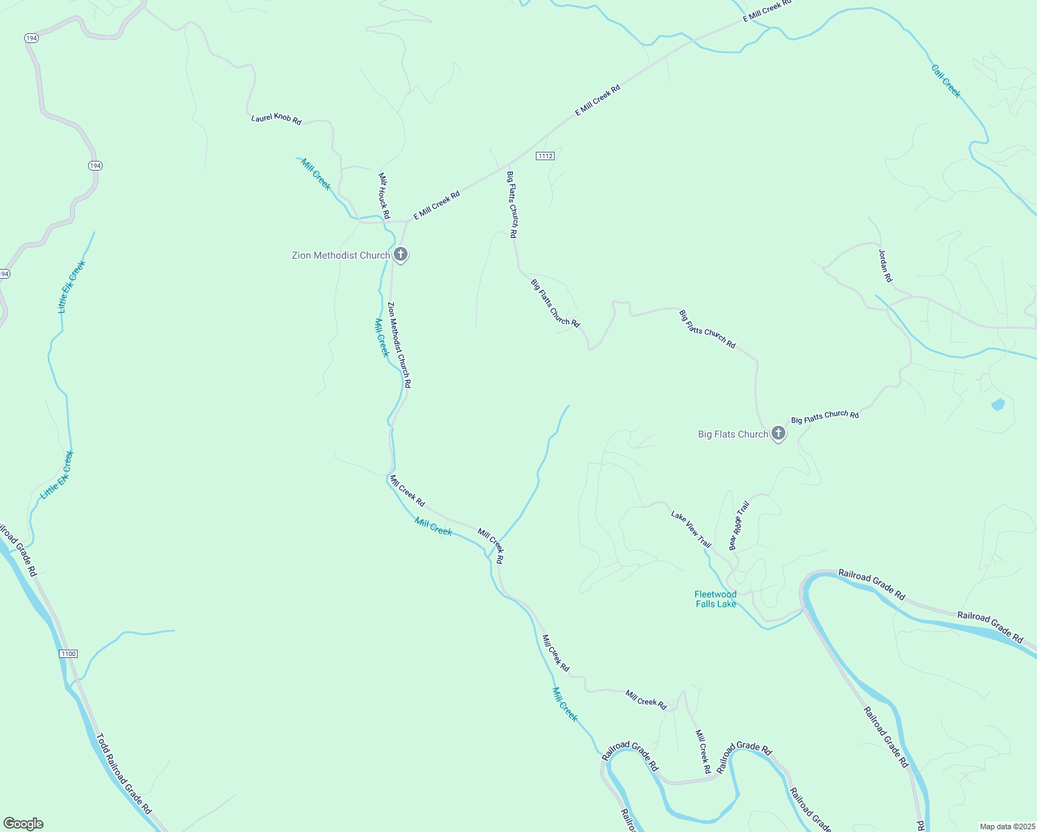 map of restaurants, bars, coffee shops, grocery stores, and more near 563 Mill Creek Road in Todd