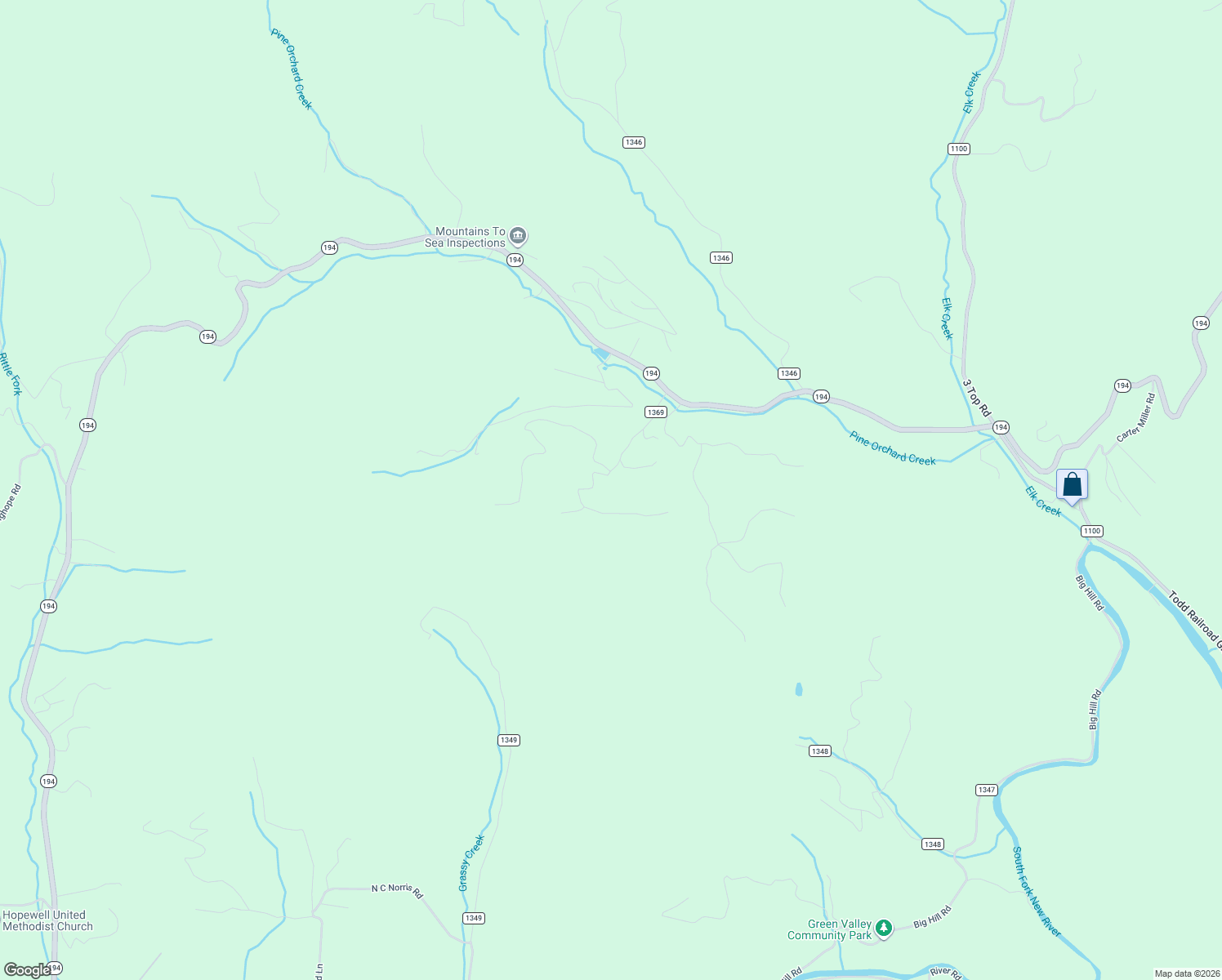 map of restaurants, bars, coffee shops, grocery stores, and more near Creek Crossing Road in Todd