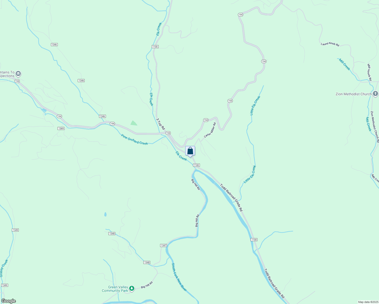 map of restaurants, bars, coffee shops, grocery stores, and more near 3956 Todd Railroad Grade Road in Todd