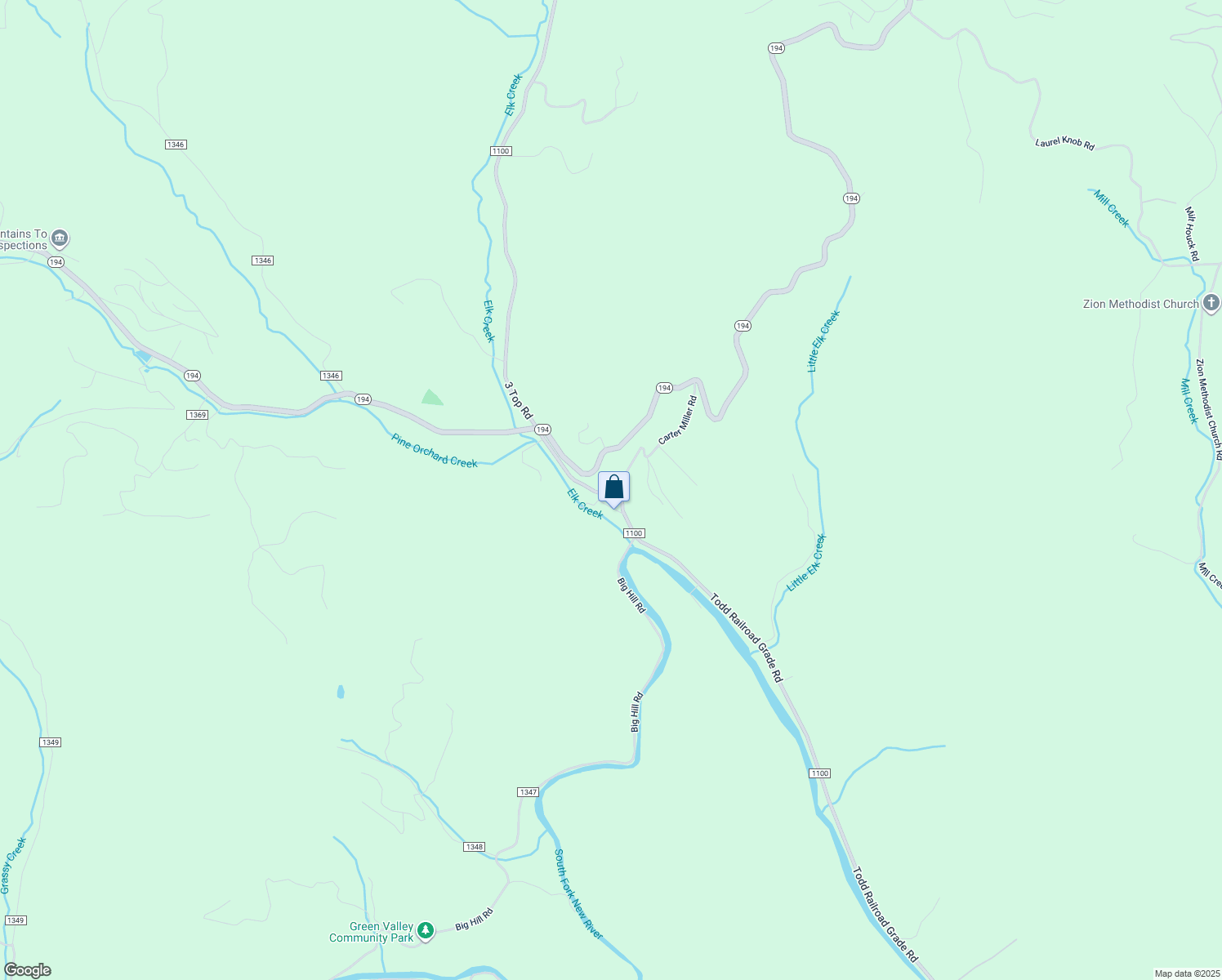 map of restaurants, bars, coffee shops, grocery stores, and more near 3956 Todd Railroad Grade Road in Todd