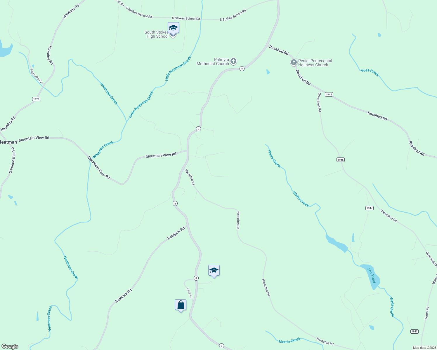 map of restaurants, bars, coffee shops, grocery stores, and more near 1115 Bailey Road in Germanton