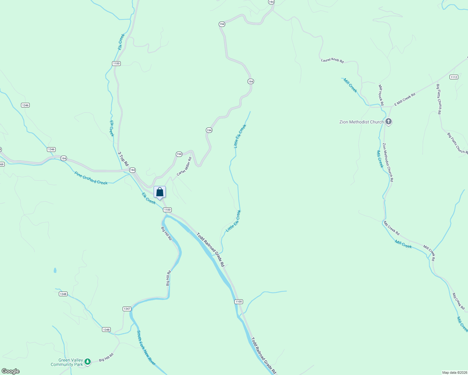 map of restaurants, bars, coffee shops, grocery stores, and more near 7185 Nc Highway 194s in Todd