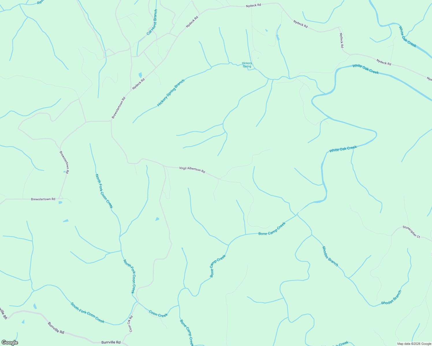 map of restaurants, bars, coffee shops, grocery stores, and more near 153 Virgil Albertson Road in Sunbright