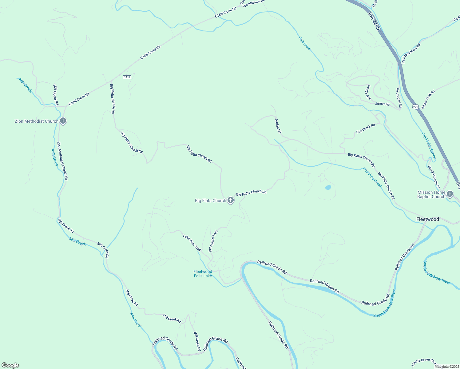 map of restaurants, bars, coffee shops, grocery stores, and more near 2426 Big Flatts Church Road in Fleetwood