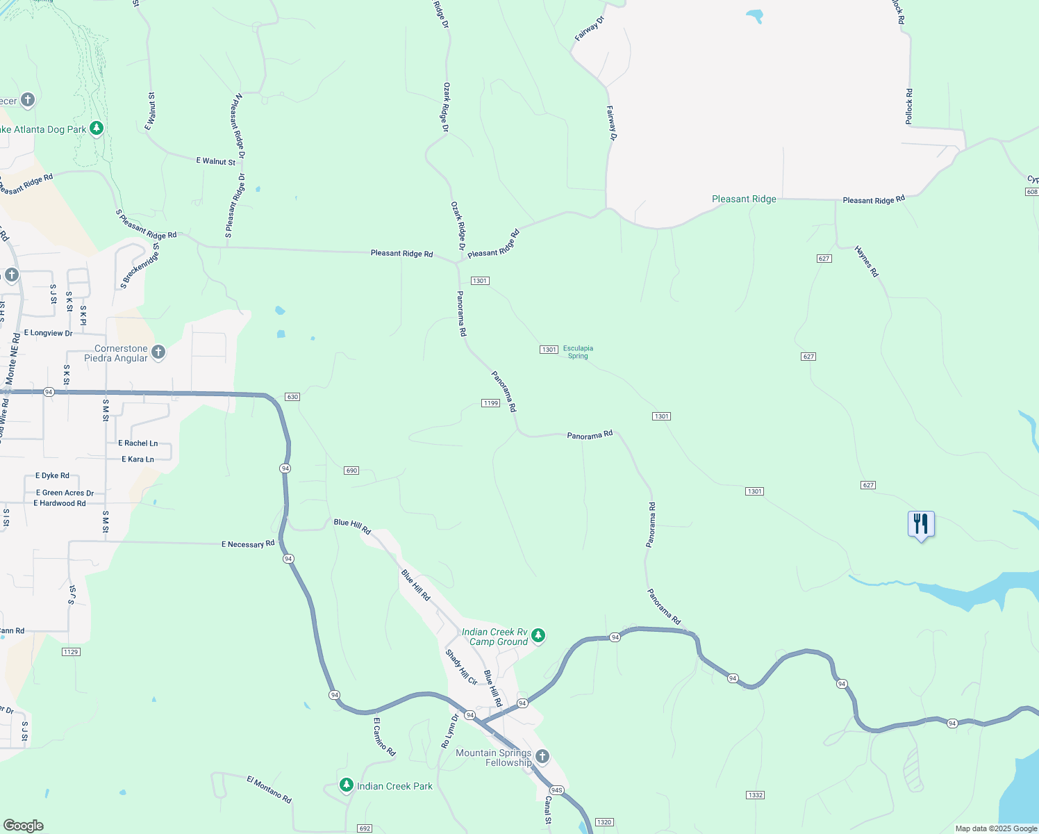 map of restaurants, bars, coffee shops, grocery stores, and more near 8788 Panorama Road in Rogers