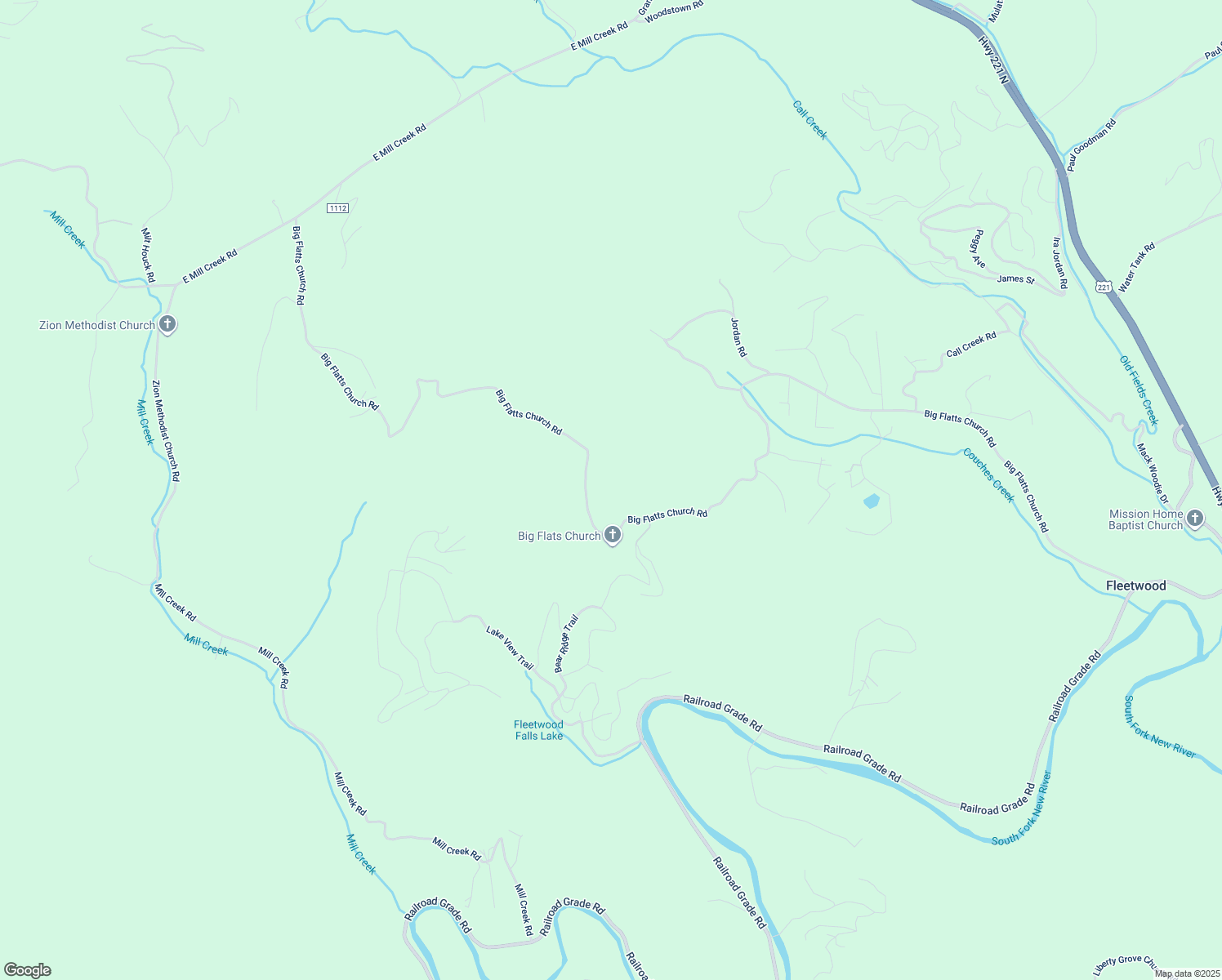 map of restaurants, bars, coffee shops, grocery stores, and more near 2426 Big Flatts Church Road in Fleetwood