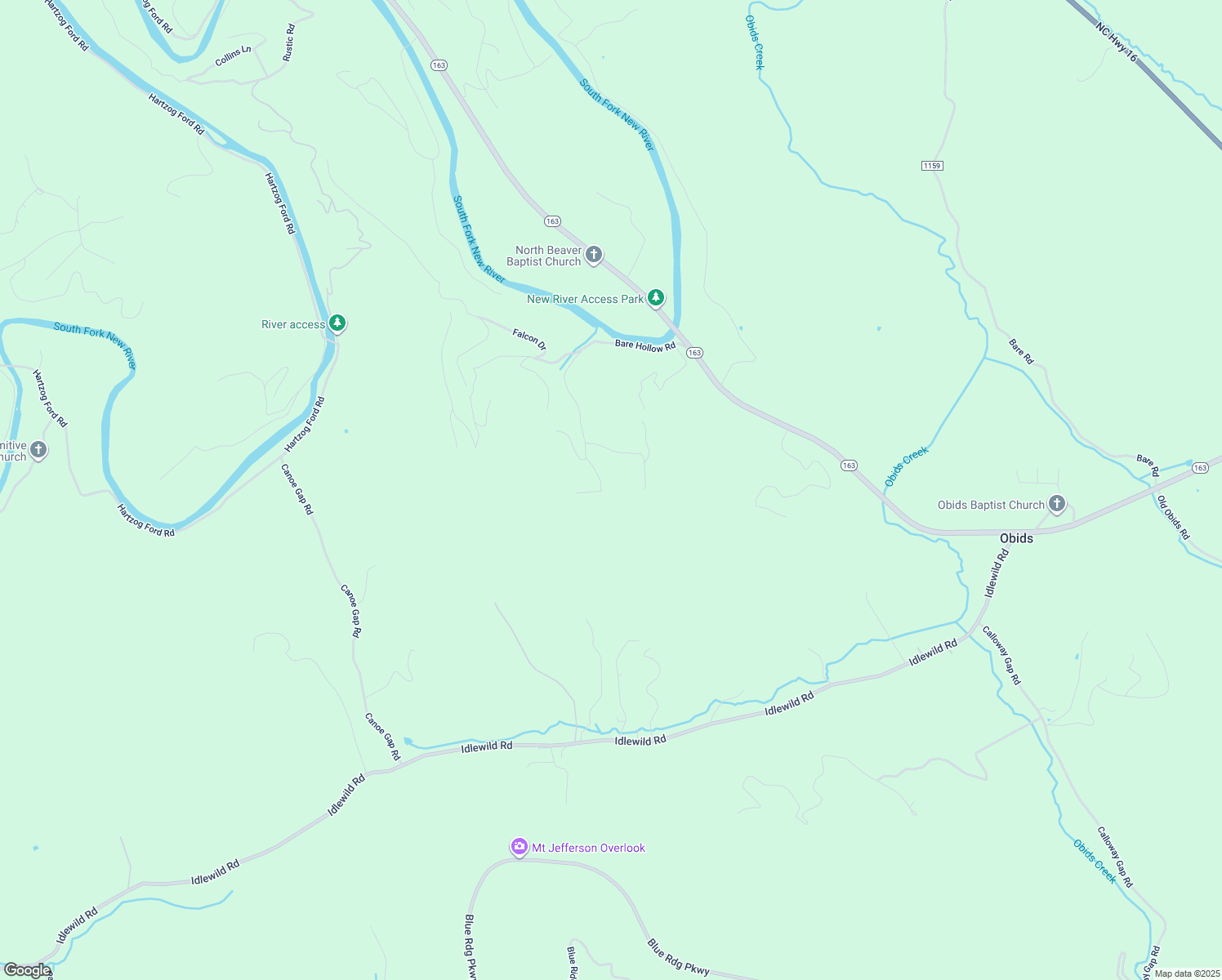 map of restaurants, bars, coffee shops, grocery stores, and more near 869 Bare Hollow Road in West Jefferson