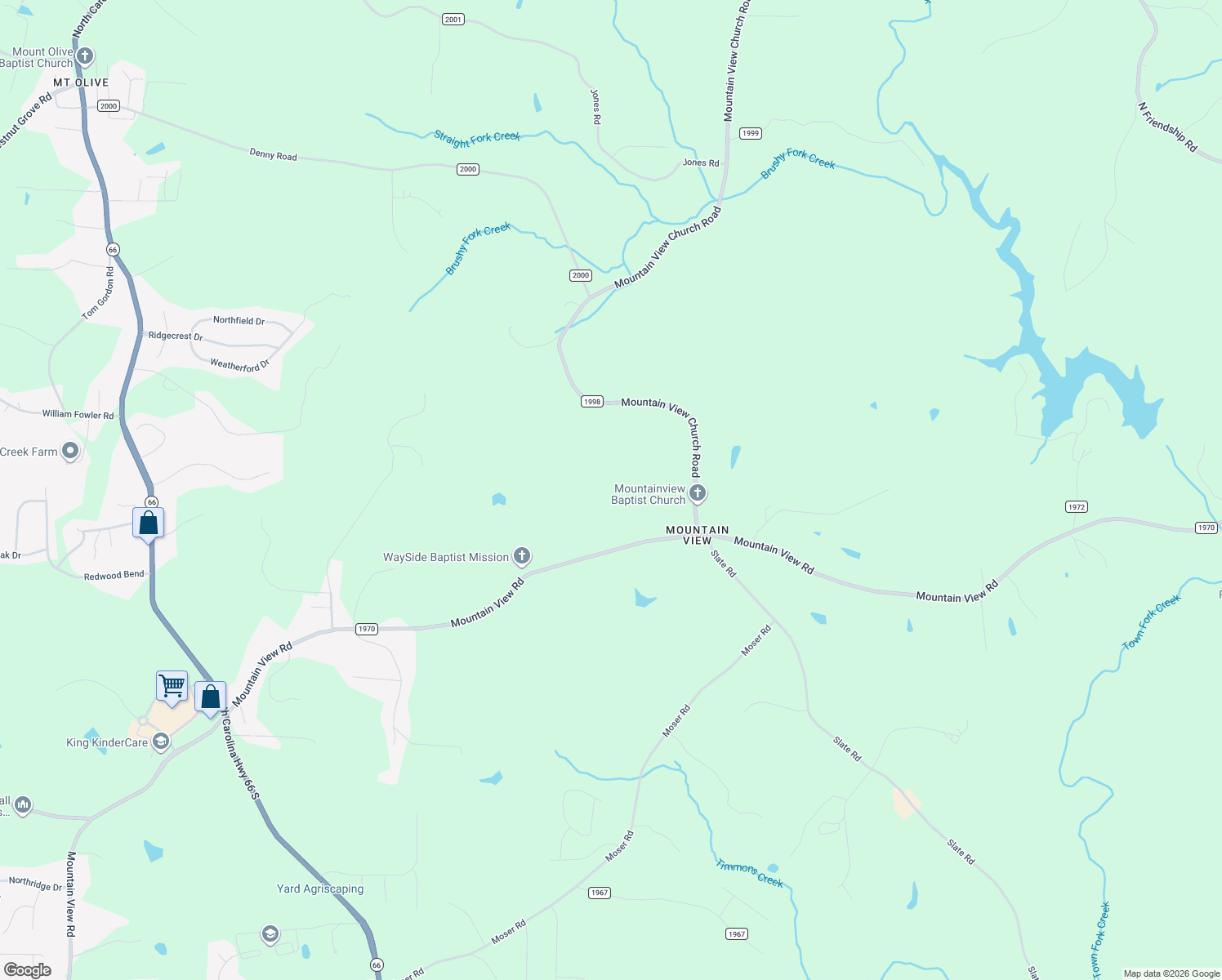 map of restaurants, bars, coffee shops, grocery stores, and more near 1255 Mountain View Road in King
