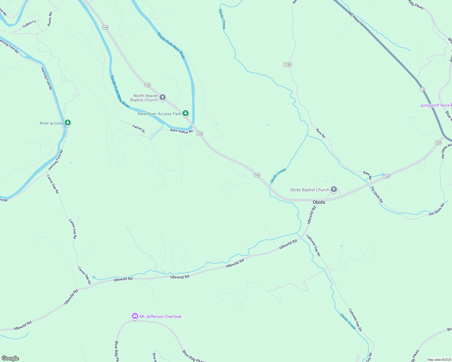 map of restaurants, bars, coffee shops, grocery stores, and more near 115 Charlie Lane in West Jefferson