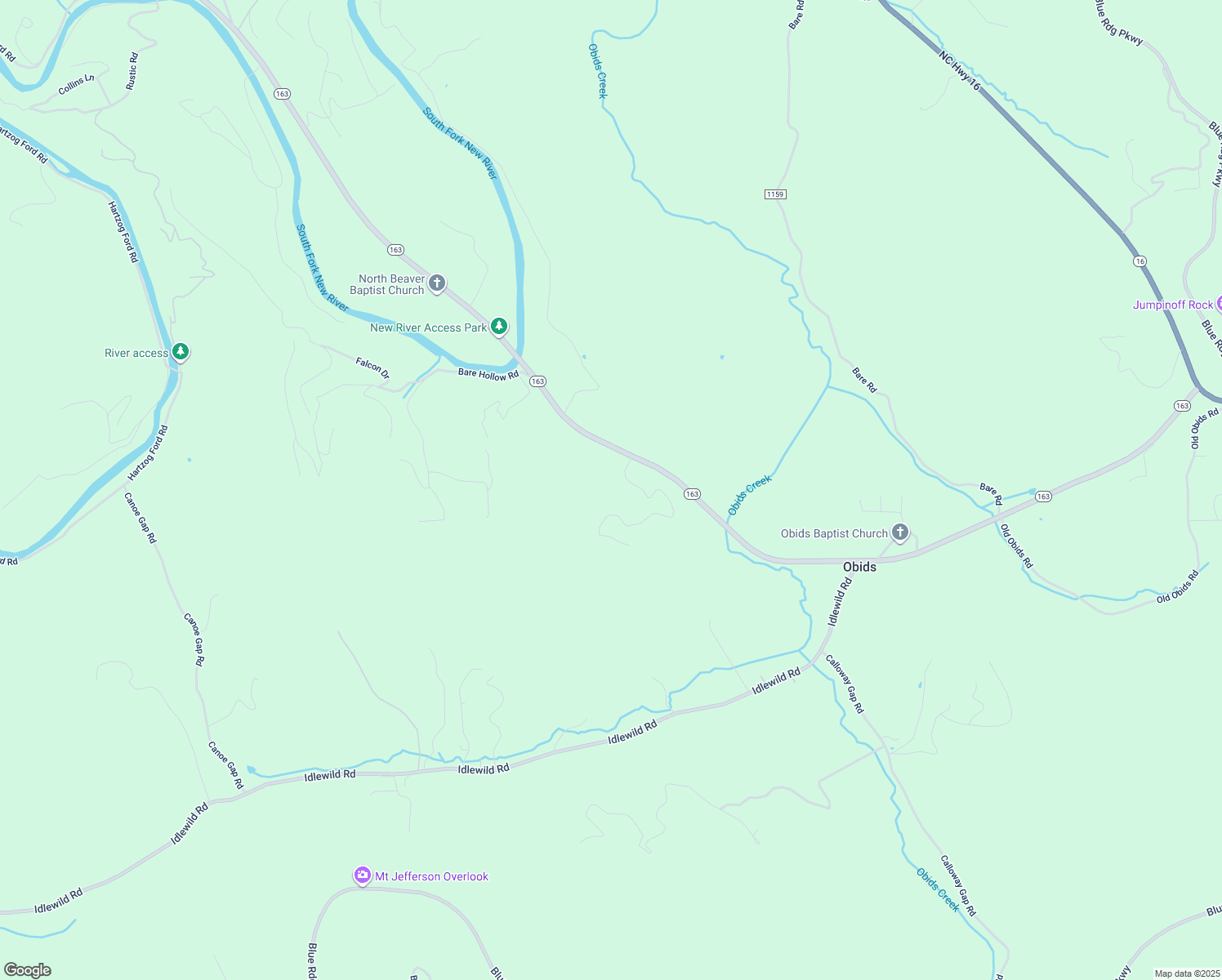 map of restaurants, bars, coffee shops, grocery stores, and more near 115 Charlie Lane in West Jefferson