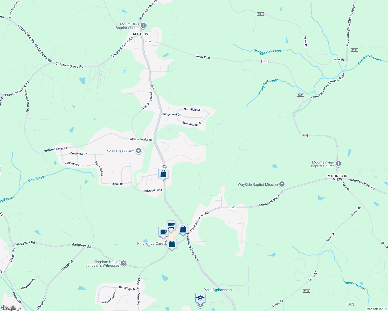 map of restaurants, bars, coffee shops, grocery stores, and more near 1155 Laurel Crest Road in King