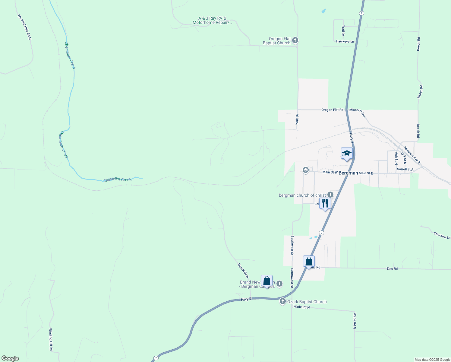 map of restaurants, bars, coffee shops, grocery stores, and more near 8510 Clyde Vaughn Road North in Harrison