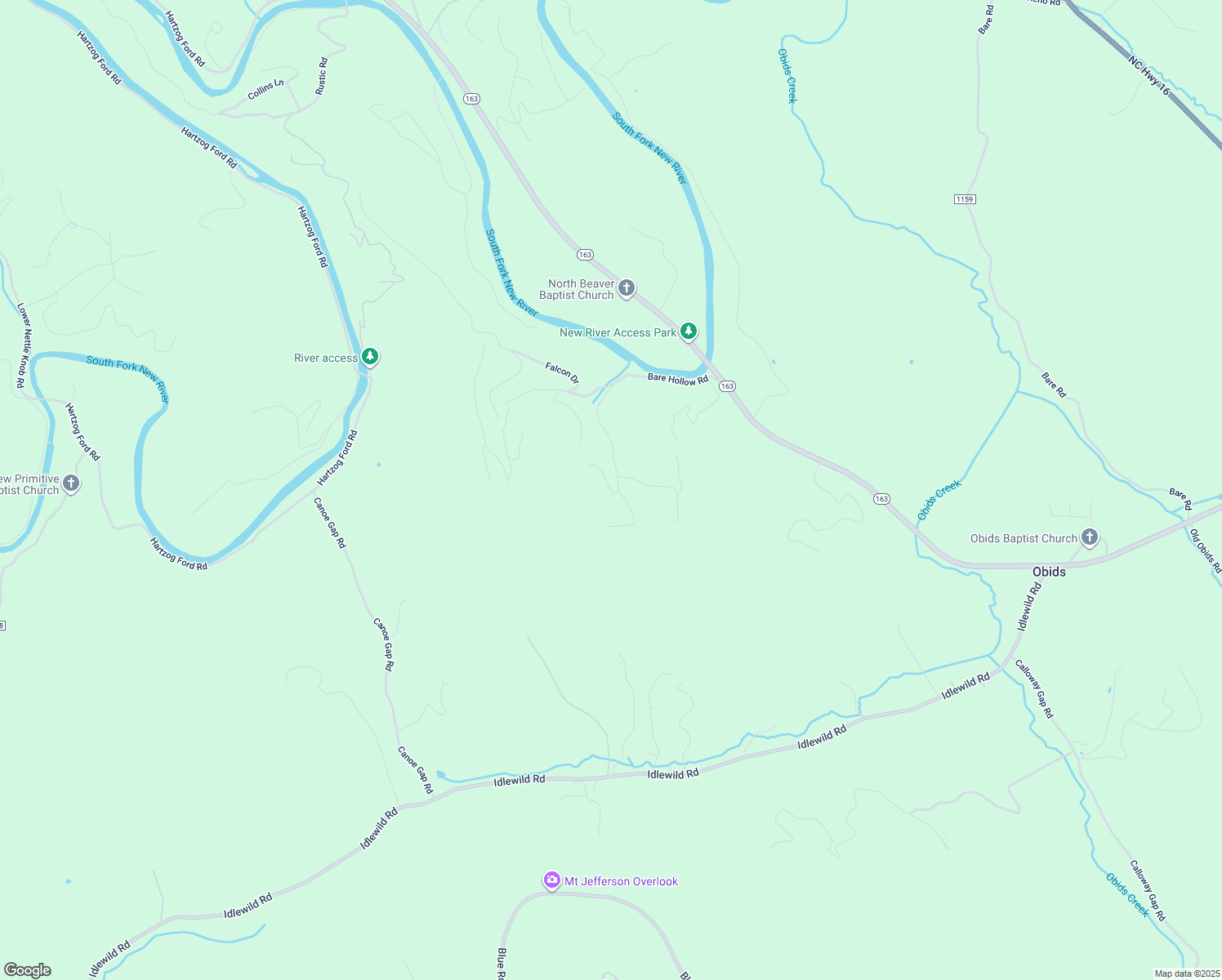 map of restaurants, bars, coffee shops, grocery stores, and more near 160 West Bare Hollow Road in West Jefferson