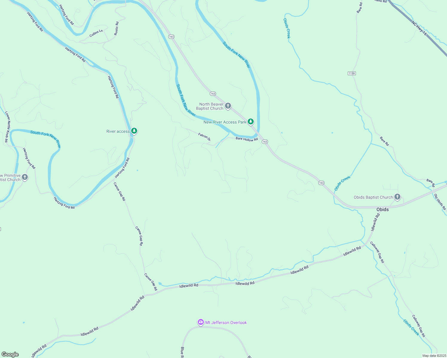 map of restaurants, bars, coffee shops, grocery stores, and more near 160 West Bare Hollow Road in West Jefferson