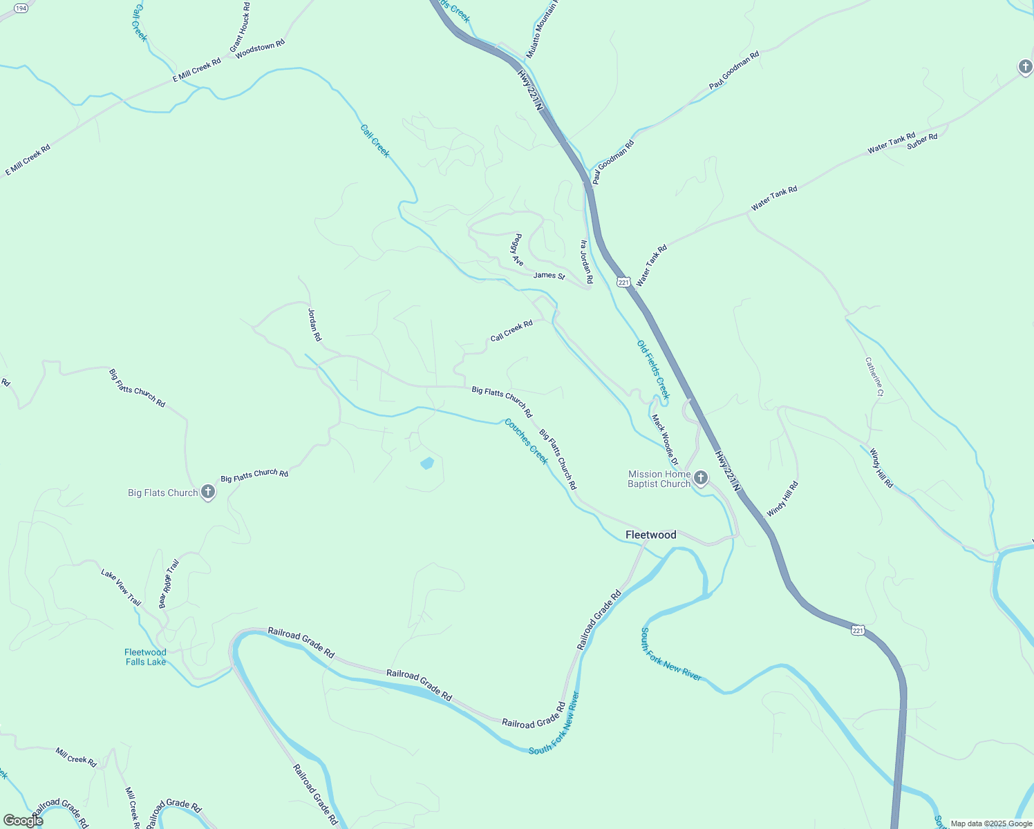 map of restaurants, bars, coffee shops, grocery stores, and more near 777 Big Flatts Church Road in Fleetwood