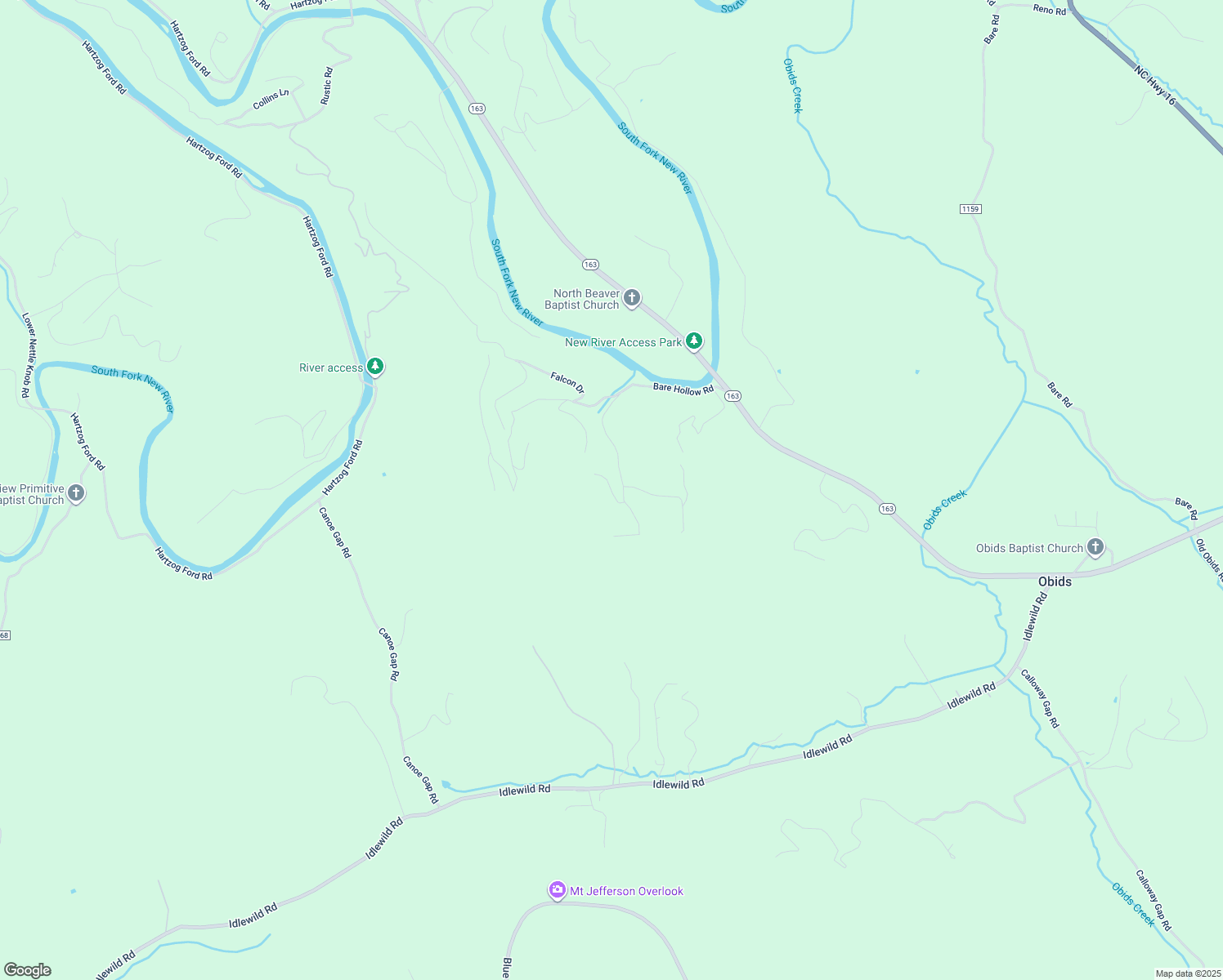 map of restaurants, bars, coffee shops, grocery stores, and more near West Bare Hollow Road in Ashe County