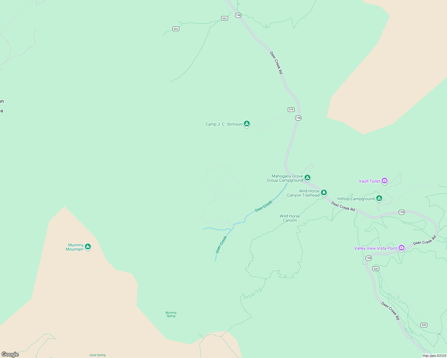 map of restaurants, bars, coffee shops, grocery stores, and more near 4910 Cougar Ridge Trail in Mount Charleston