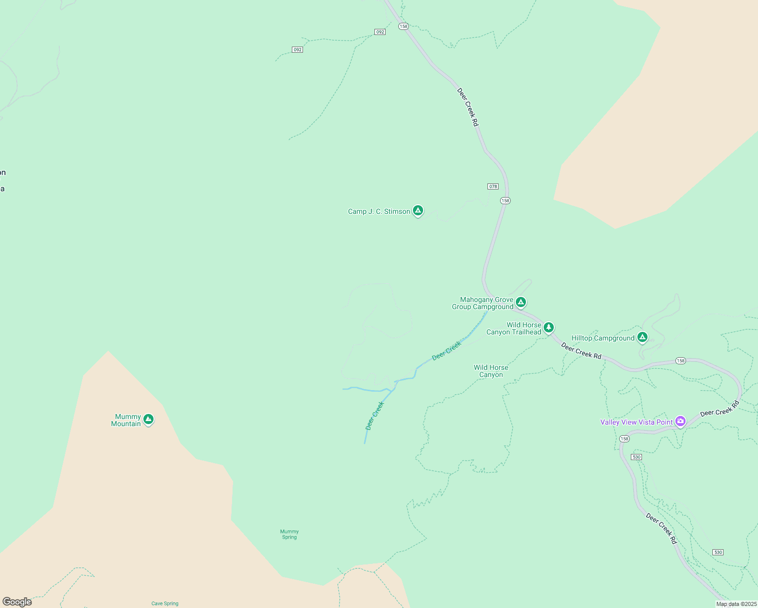 map of restaurants, bars, coffee shops, grocery stores, and more near 4910 Cougar Ridge Trail in Mount Charleston