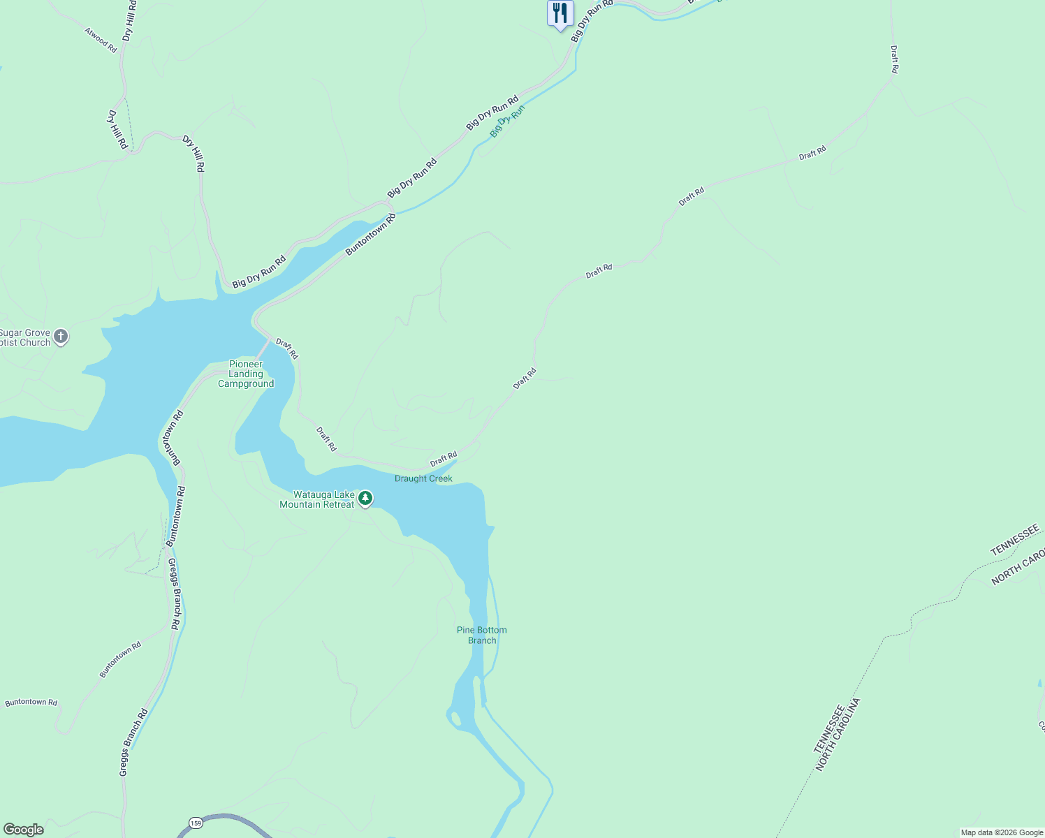 map of restaurants, bars, coffee shops, grocery stores, and more near 2373 Draft Road in Butler