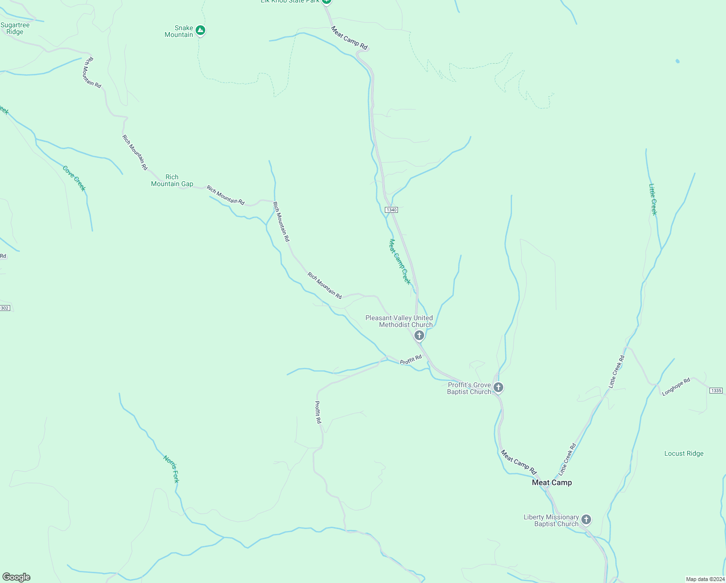 map of restaurants, bars, coffee shops, grocery stores, and more near 4595 Rich Mountain Road in Boone