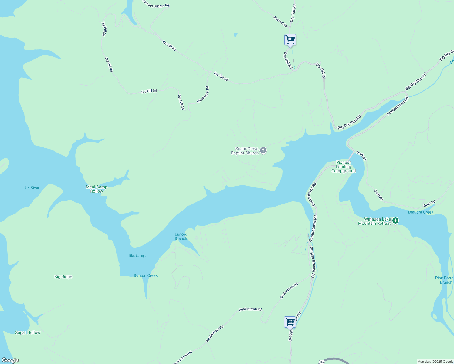 map of restaurants, bars, coffee shops, grocery stores, and more near 1285 Sugar Grove Church Road in Butler