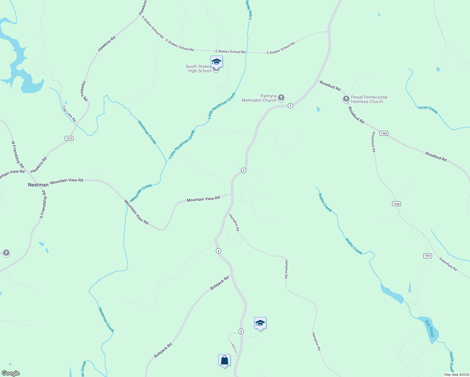 map of restaurants, bars, coffee shops, grocery stores, and more near 5469 North Carolina 8 in Germanton