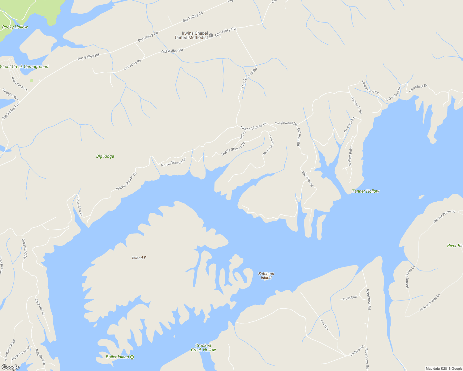 map of restaurants, bars, coffee shops, grocery stores, and more near 235 Norris Shores Lane in Sharps Chapel