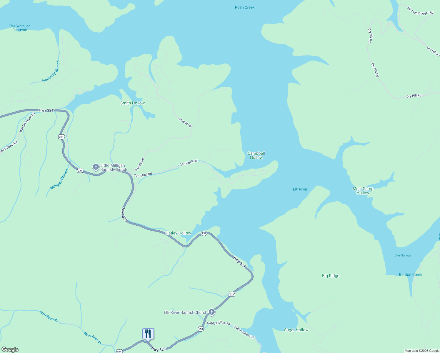 map of restaurants, bars, coffee shops, grocery stores, and more near 284 Campbell Road in Butler