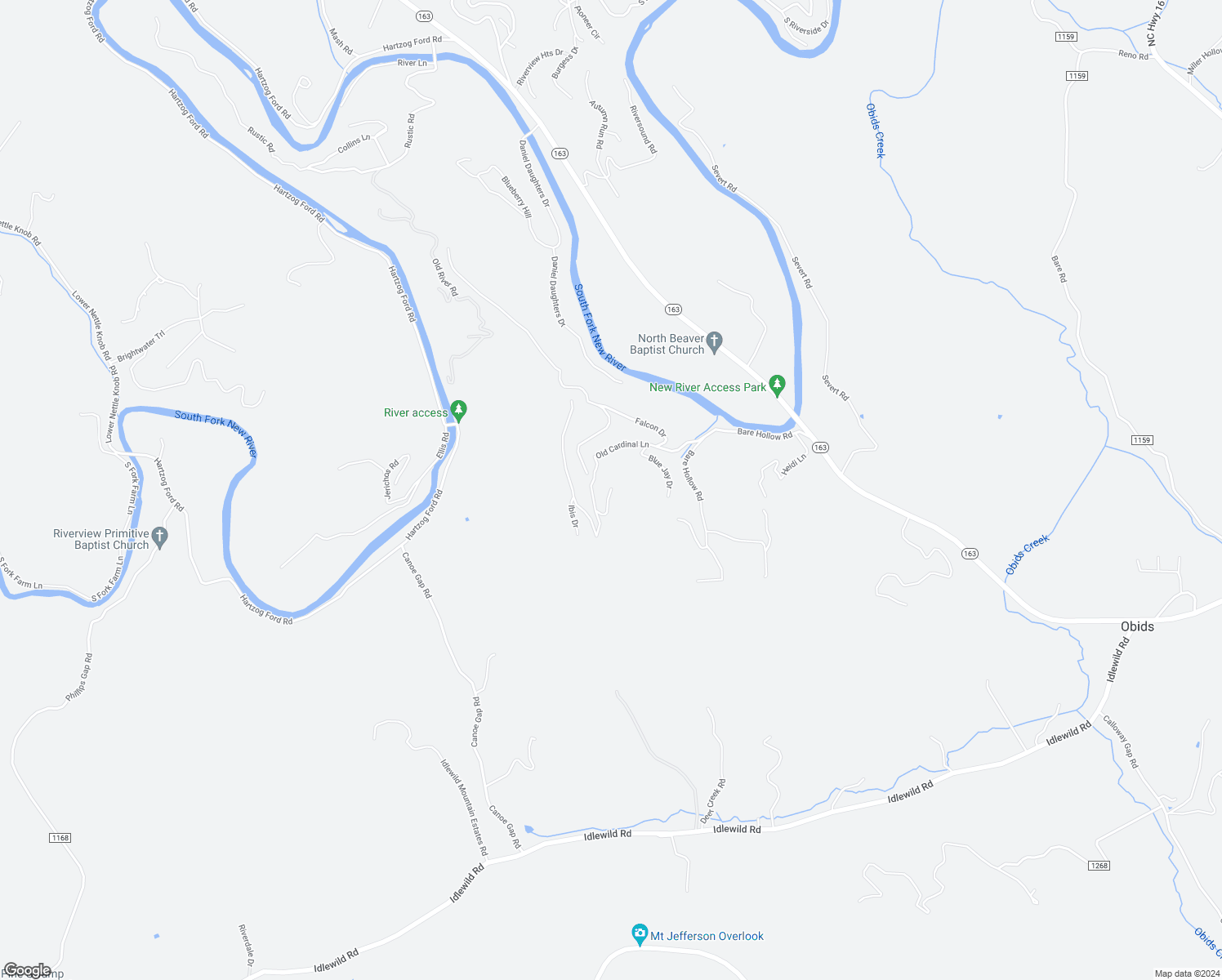 map of restaurants, bars, coffee shops, grocery stores, and more near 210 Eagles Nest Trail in West Jefferson