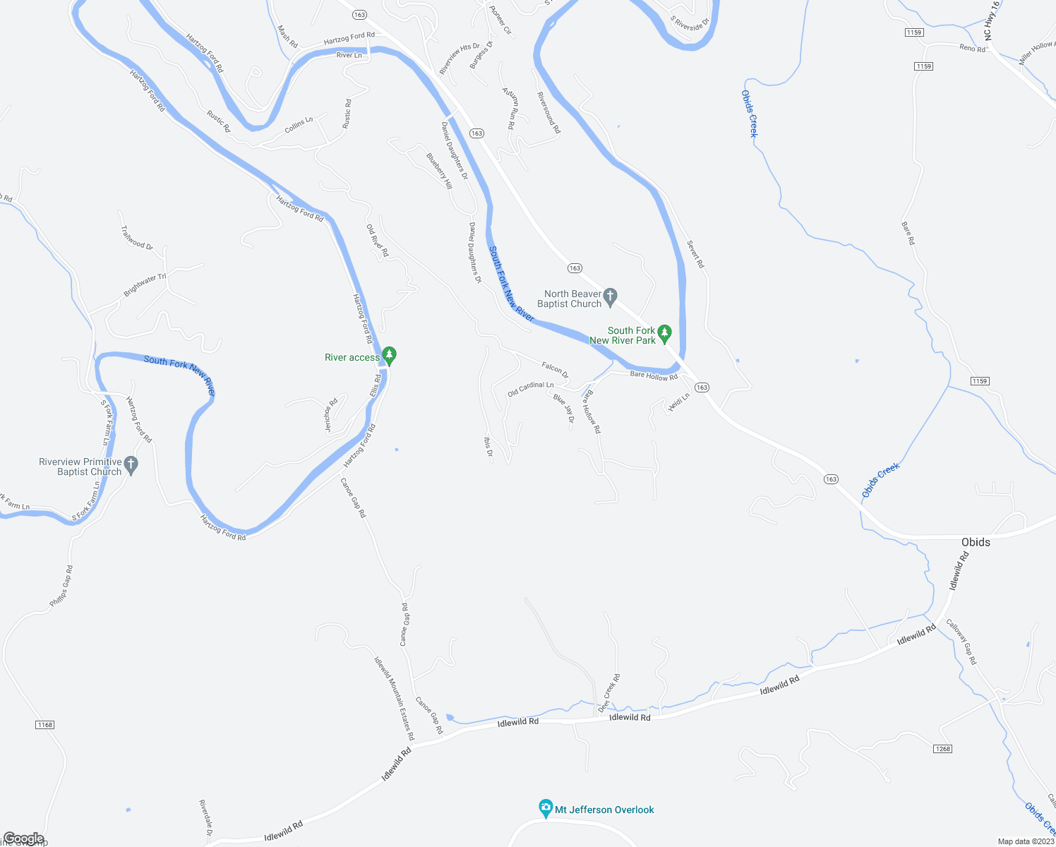 map of restaurants, bars, coffee shops, grocery stores, and more near 210 Eagles Nest Trail in West Jefferson