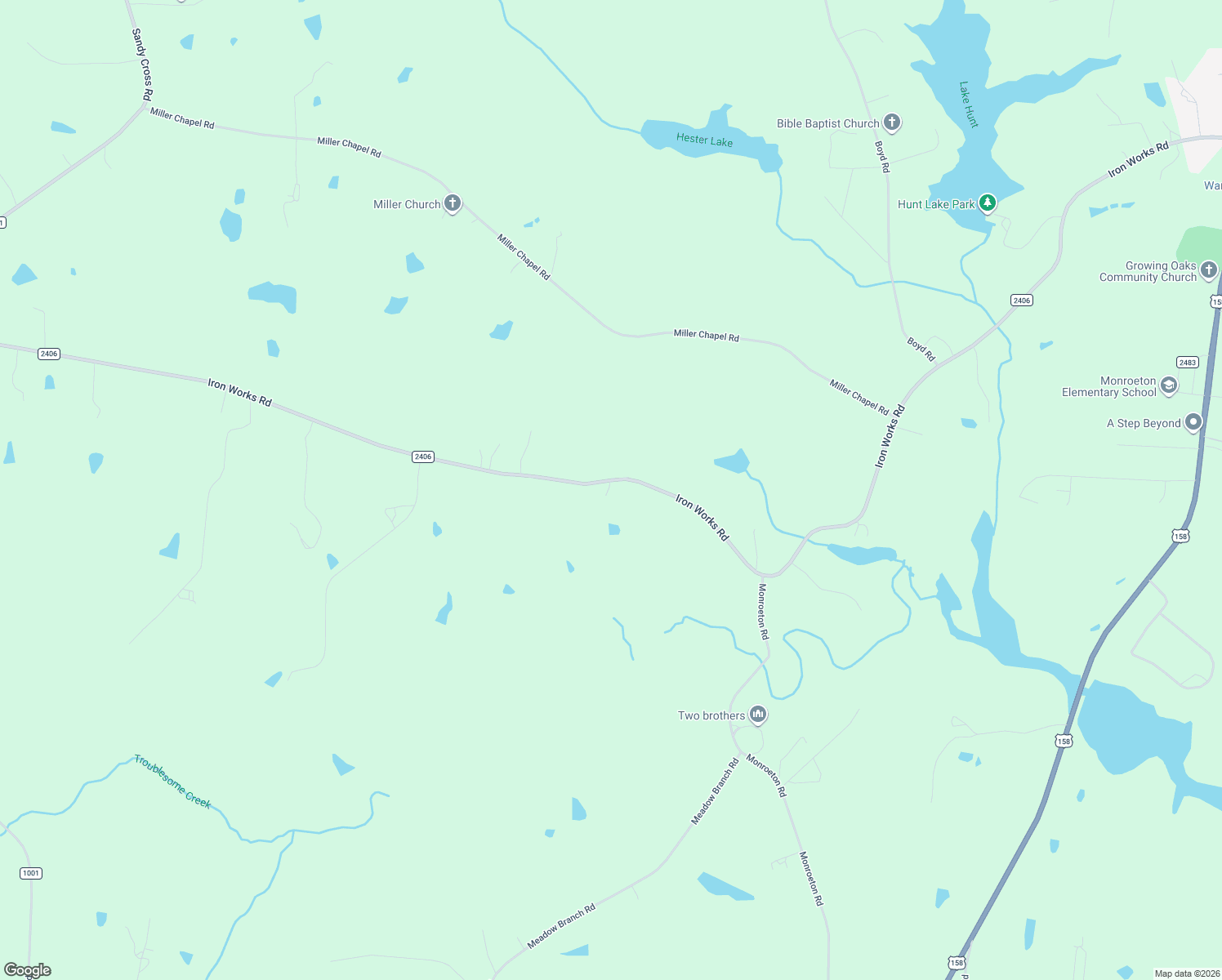 map of restaurants, bars, coffee shops, grocery stores, and more near 1616 Iron Works Road in Reidsville