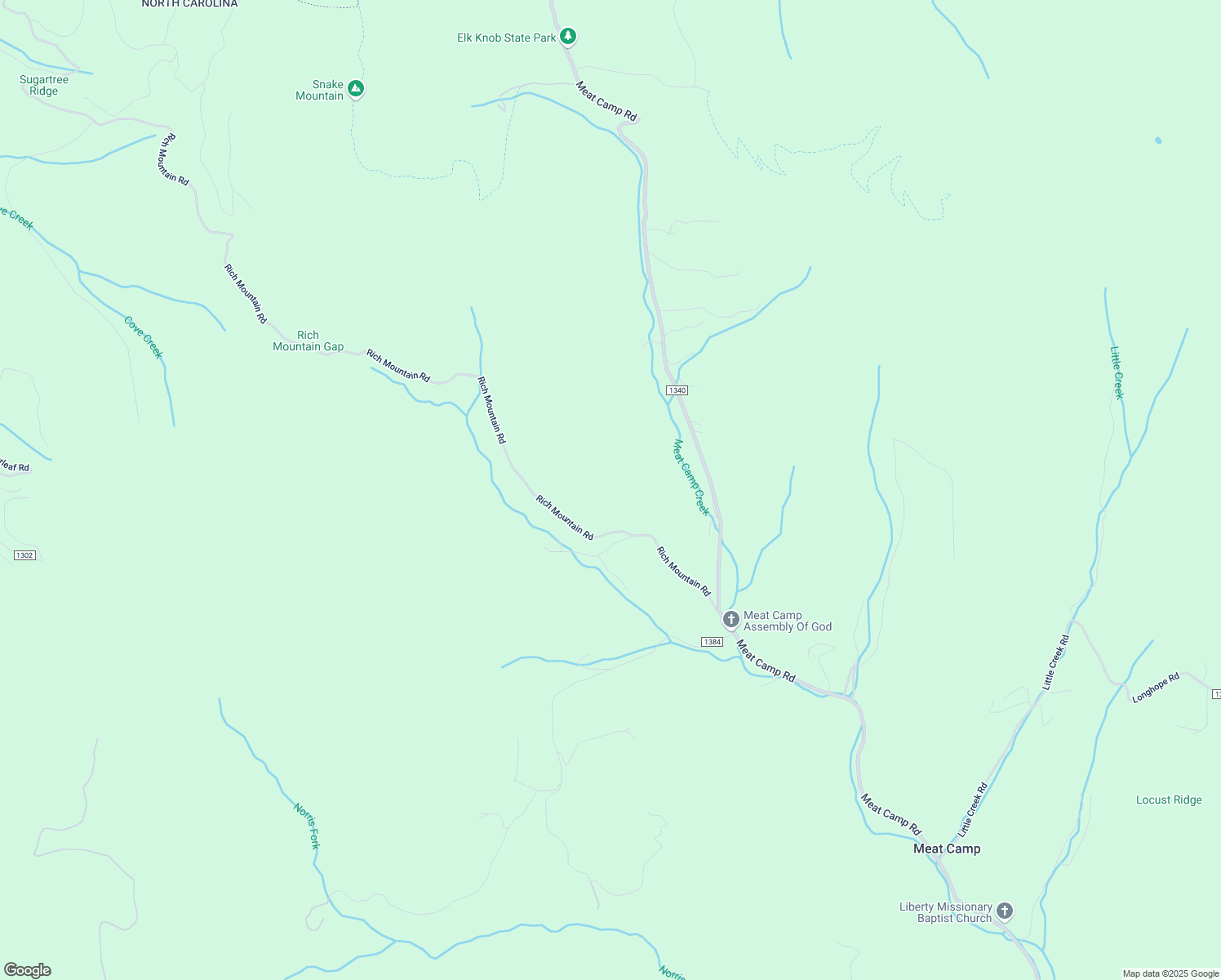 map of restaurants, bars, coffee shops, grocery stores, and more near 4595 Rich Mountain Road in Boone