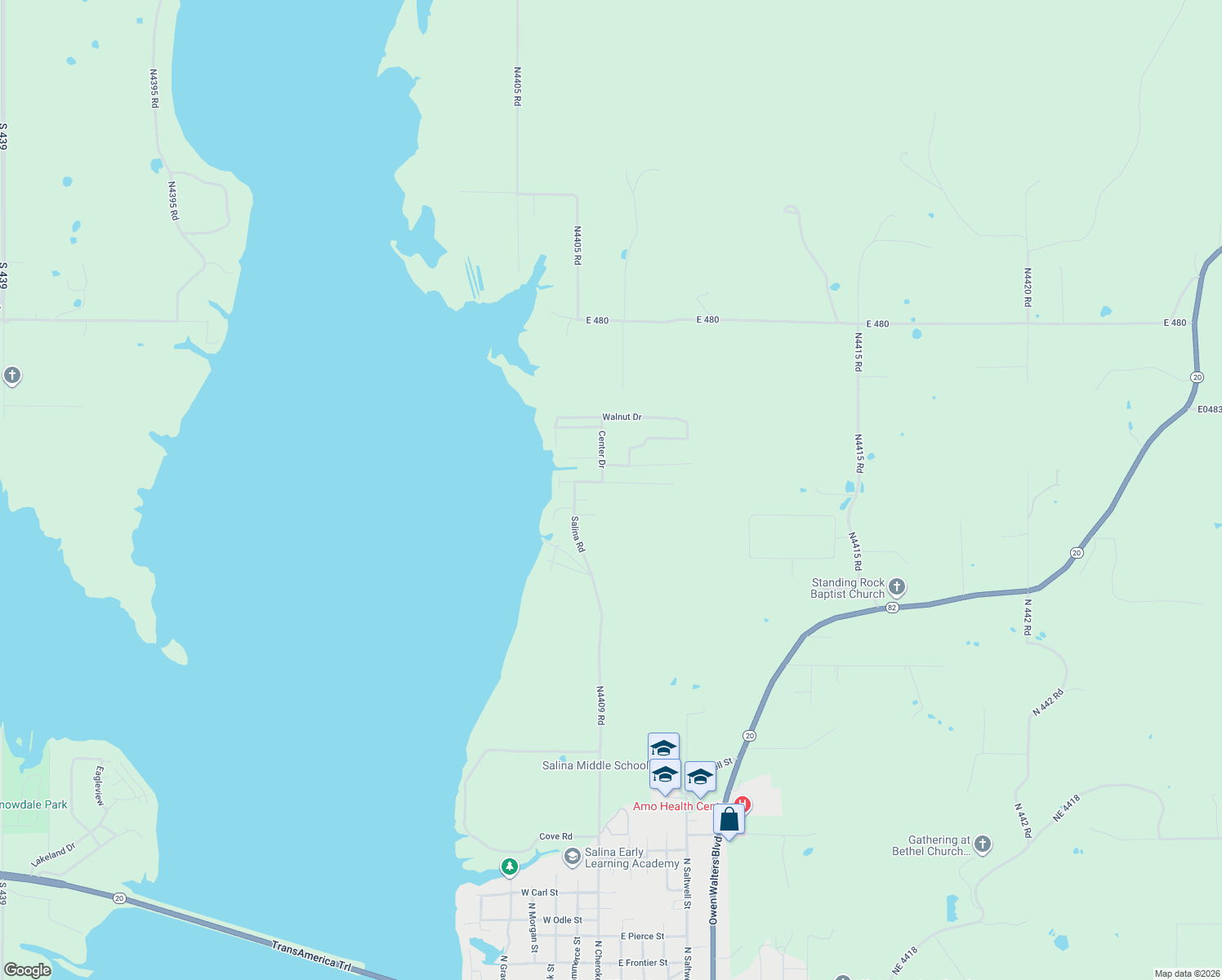 map of restaurants, bars, coffee shops, grocery stores, and more near 106 Elm Drive in Salina