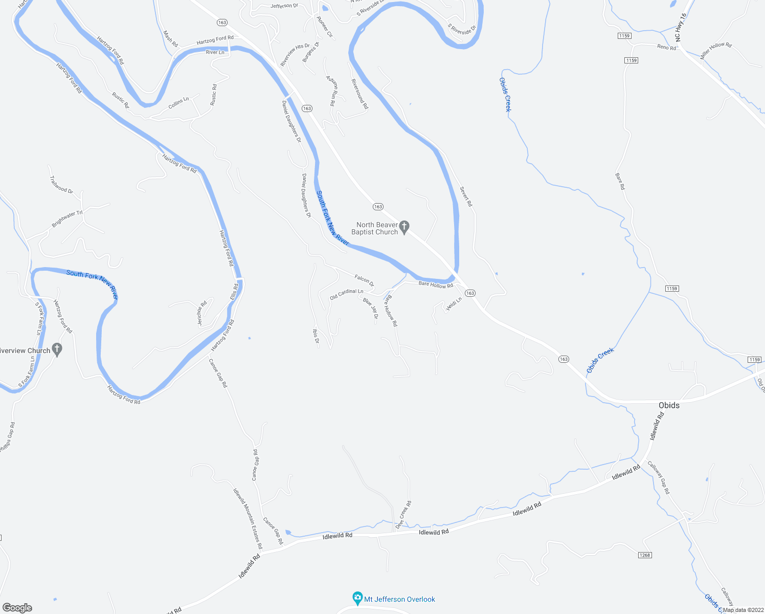 map of restaurants, bars, coffee shops, grocery stores, and more near 257 Blue Jay Drive in West Jefferson