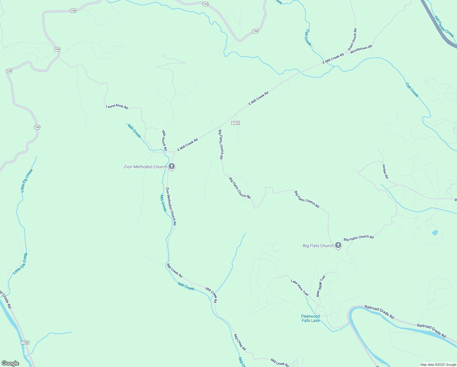 map of restaurants, bars, coffee shops, grocery stores, and more near 3805 Big Flatts Church Road in Fleetwood