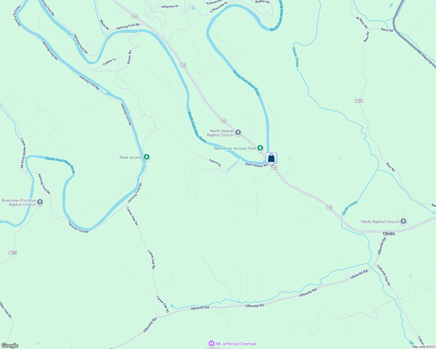 map of restaurants, bars, coffee shops, grocery stores, and more near 195 Blue Jay Drive in West Jefferson