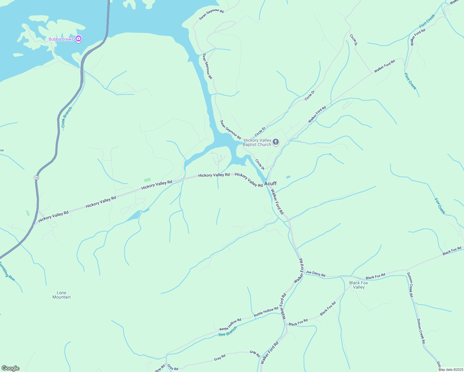 map of restaurants, bars, coffee shops, grocery stores, and more near 158 Hickory Valley Road in Maynardville