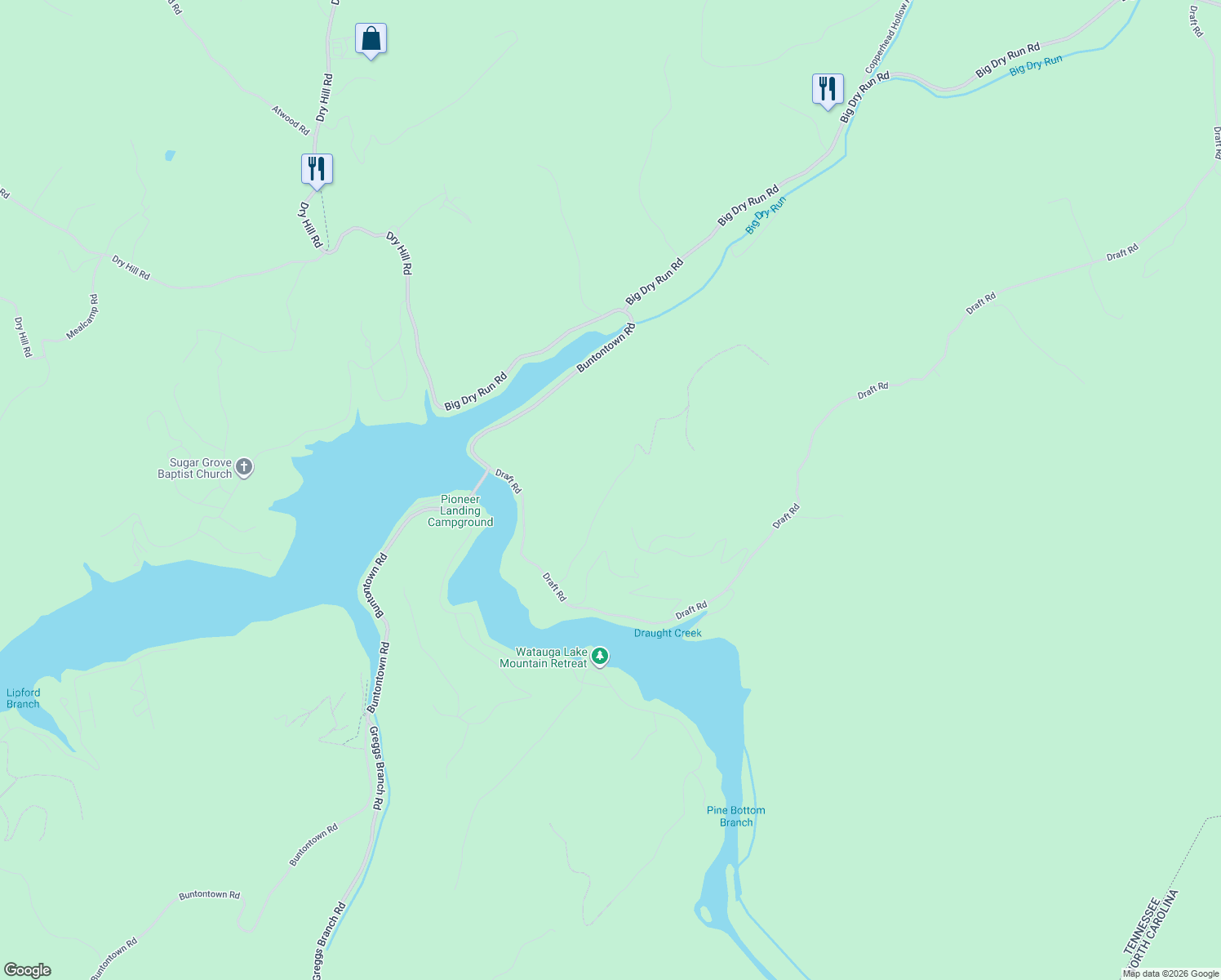 map of restaurants, bars, coffee shops, grocery stores, and more near High Country Road in Johnson County